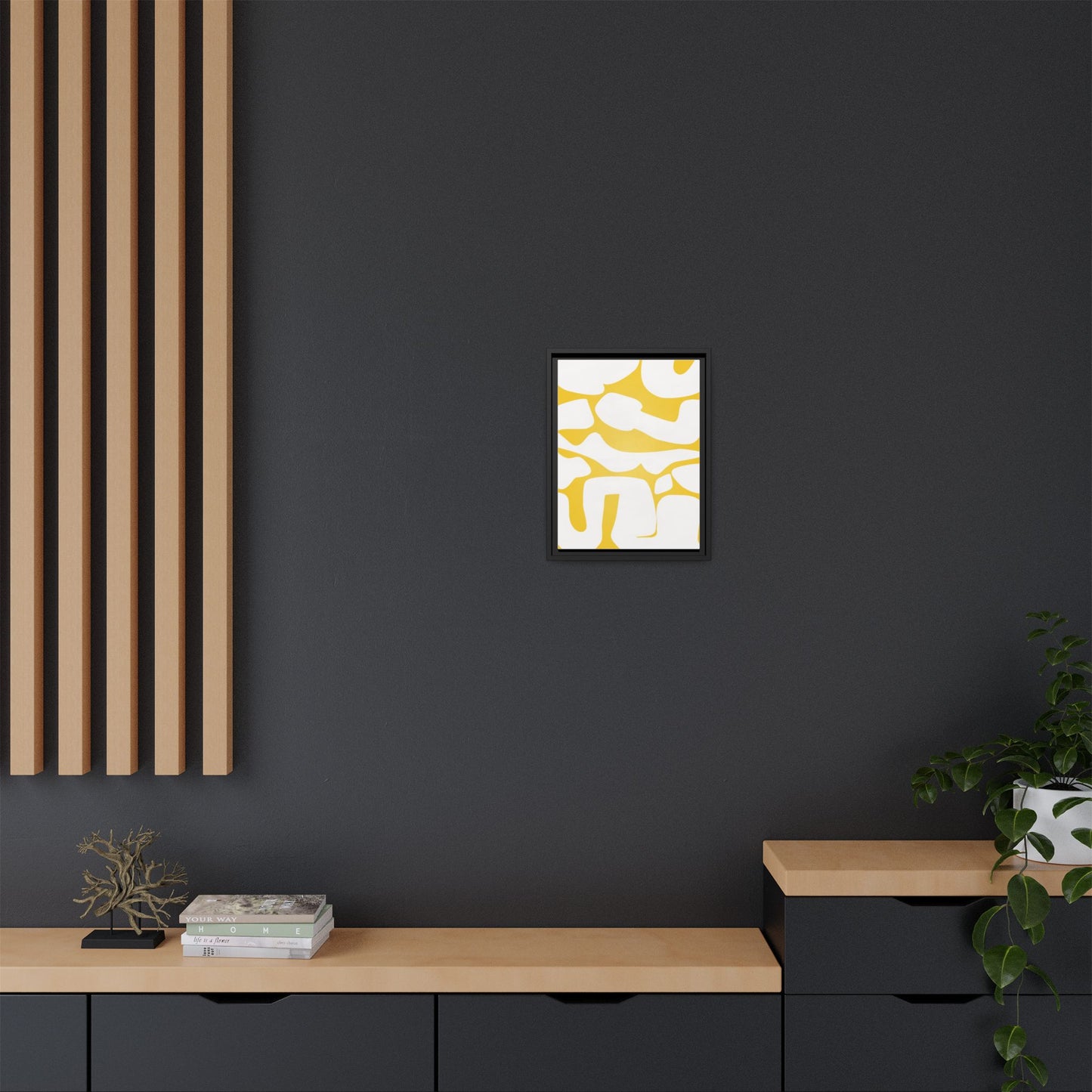 Abstract Yellow Art Print - Framed Matte Canvas Wall Decor