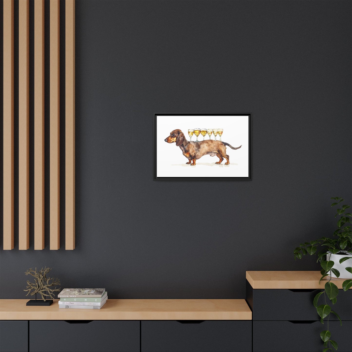 Dachshund Drink Art Print, Framed Wall Decor, Dog Lovers Gift, Pet Lover Decor, Funny Dog Art, Home Bar Decoration