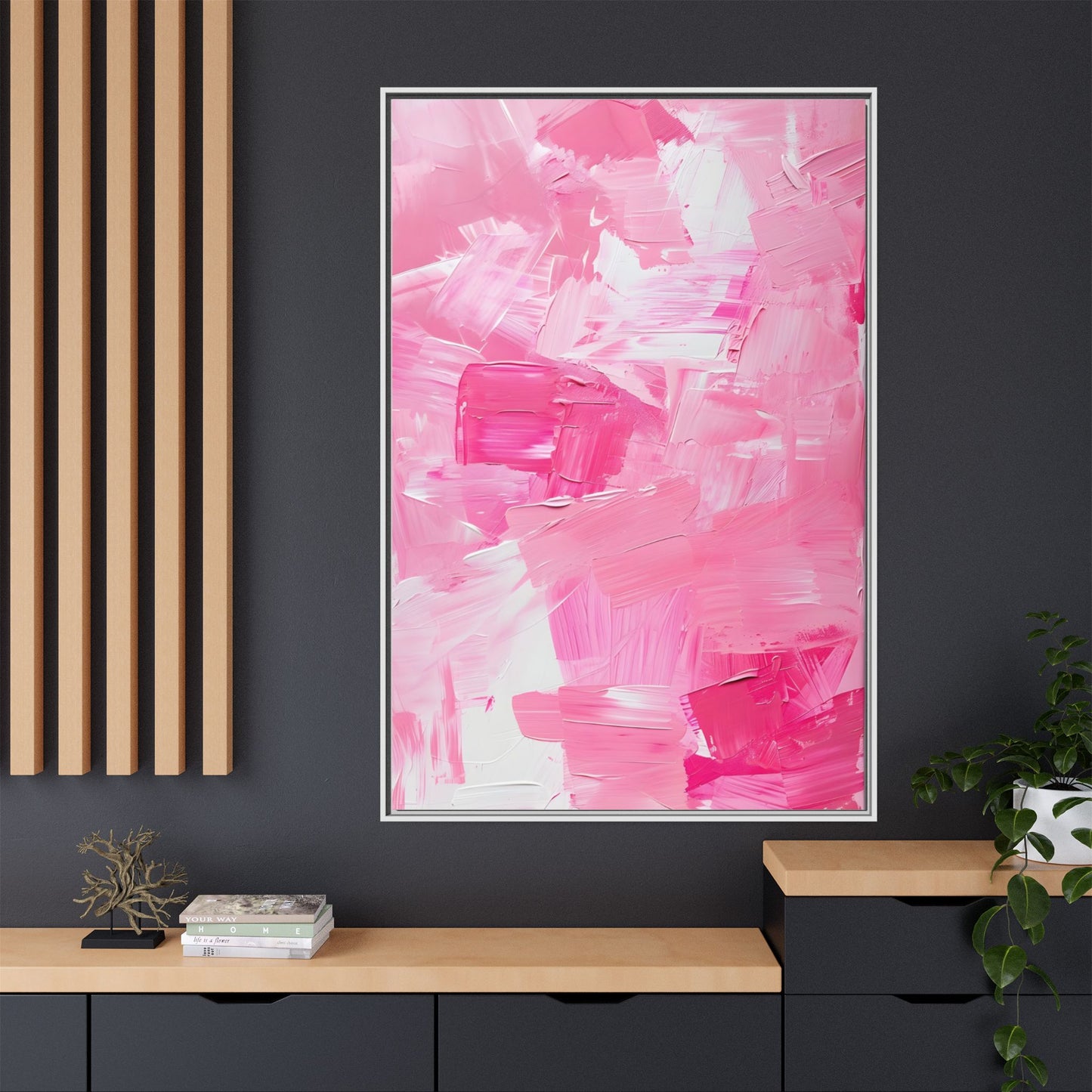 Framed Abstract Art Print, Modern Wall Decor for Home, Office, Pink Canvas, Chic Decor, Birthday Gift, Unique Artwork