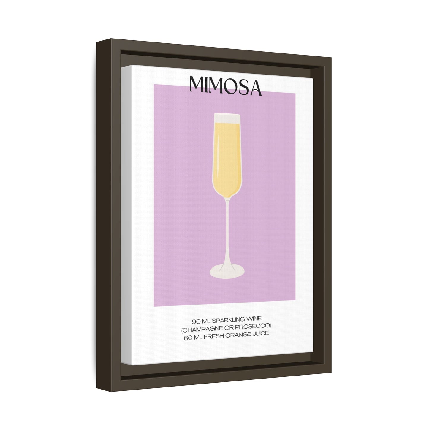 Mimosa Recipe Canvas Wall Art, Framed Home Decor, Kitchen Wall Art, Brunch Decoration, Gift for Foodies, Modern Art Print