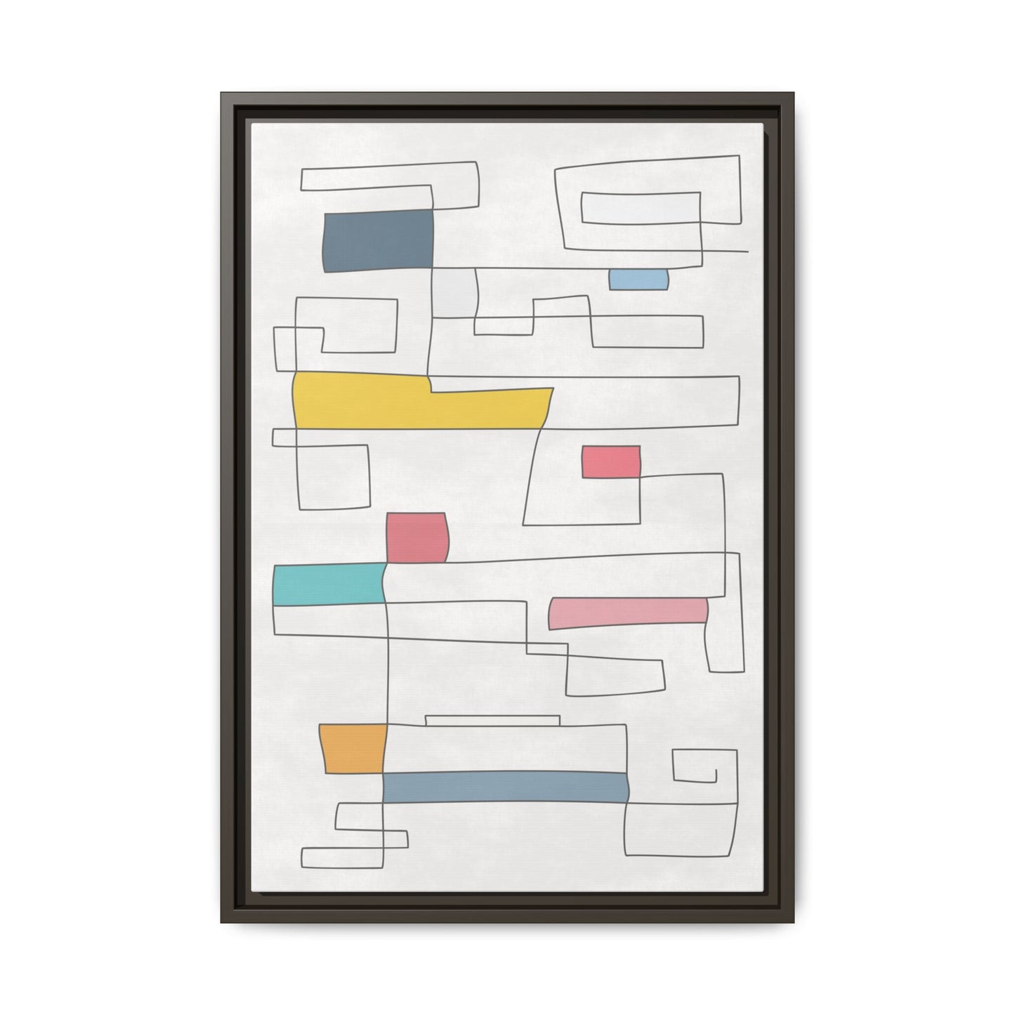 Abstract Line Art Framed Canvas - Modern Multi-Color Wall Decor