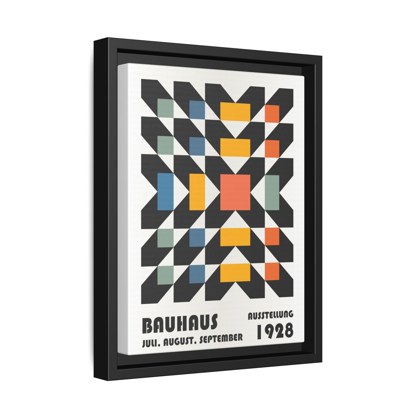 Bauhaus-Inspired Framed Canvas Art - Retro Multi-Color Wall Decor