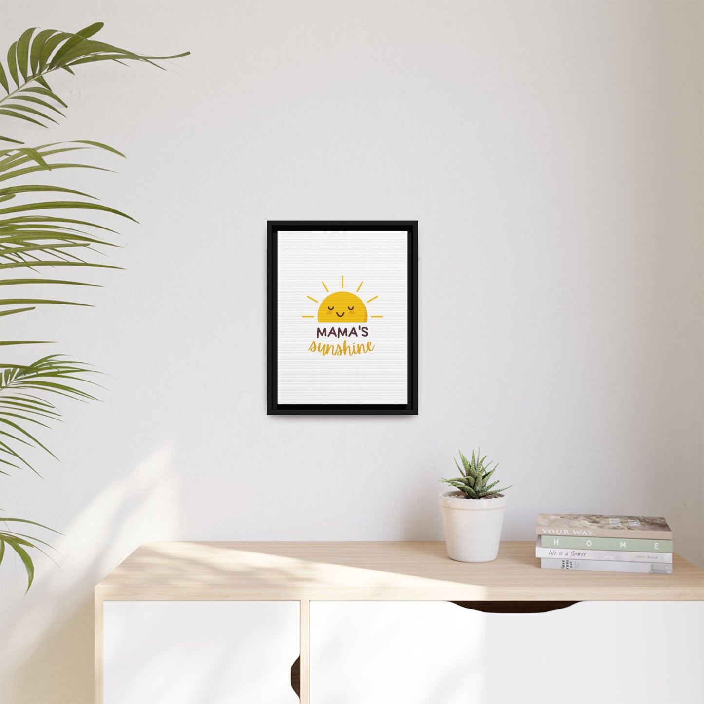 Framed Canvas Art Print, Cheerful Sun Decor for Mother's Day, Kids Room Wall Art, Positive Vibes Poster, Gift for Moms