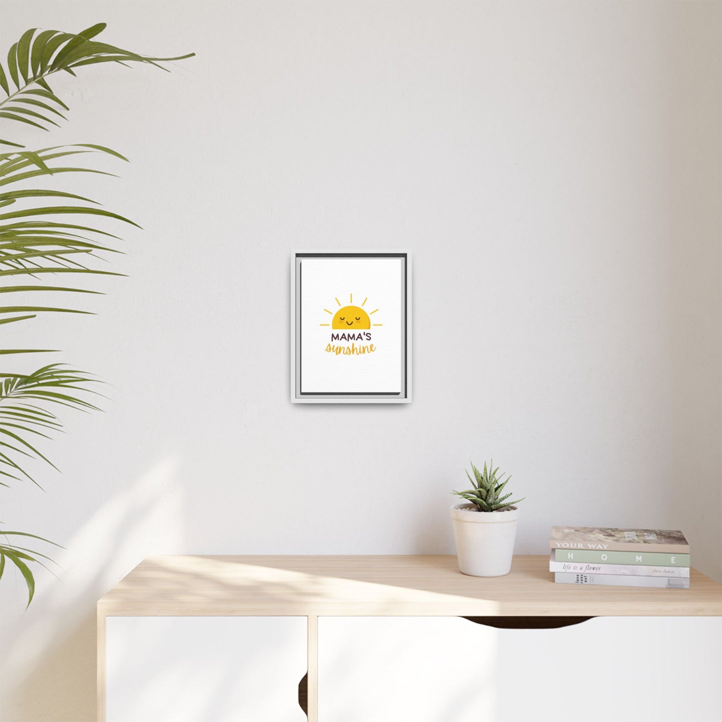 Framed Canvas Art Print, Cheerful Sun Decor for Mother's Day, Kids Room Wall Art, Positive Vibes Poster, Gift for Moms