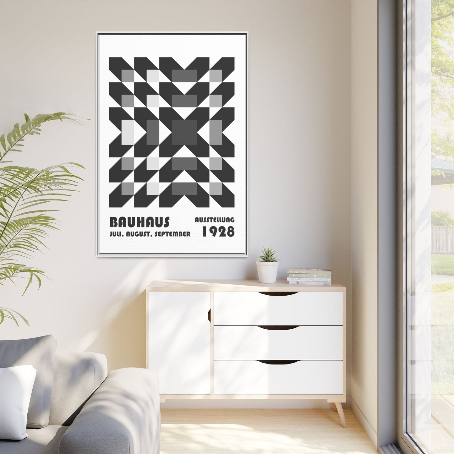 Bauhaus Abstract Framed Canvas Art - Modern Wall Decor for Design Lovers