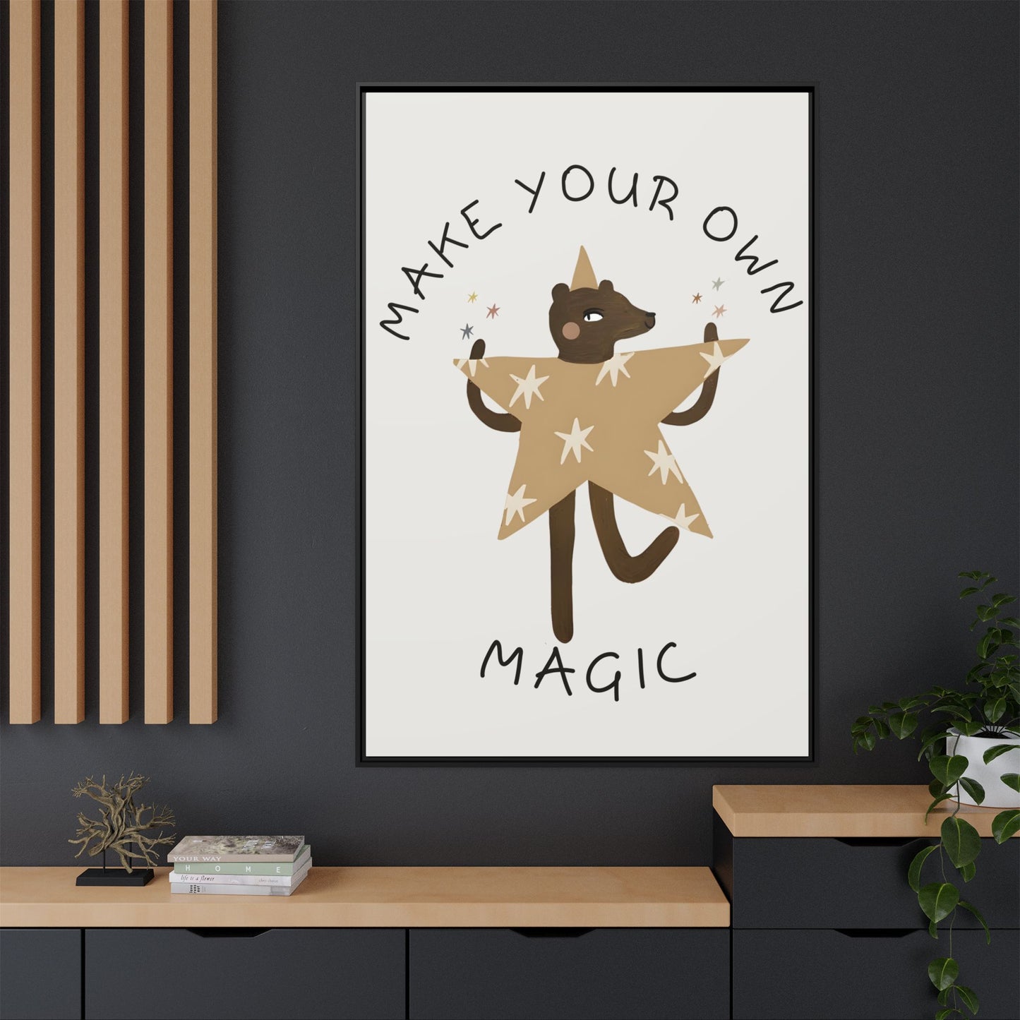Magic-Inspiring Framed Canvas Art | Home Decor, Wall Art, Inspirational Gift, Bear Decor, Kids Room Artwork