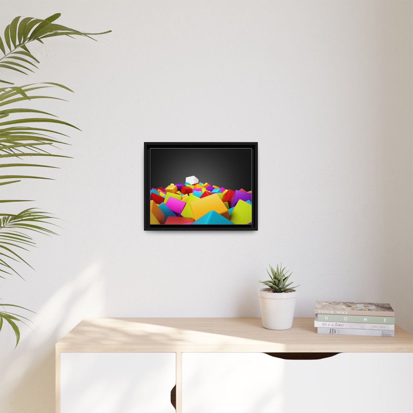 Vibrant Multi-Color Framed Canvas Art - Modern Geometric Decor