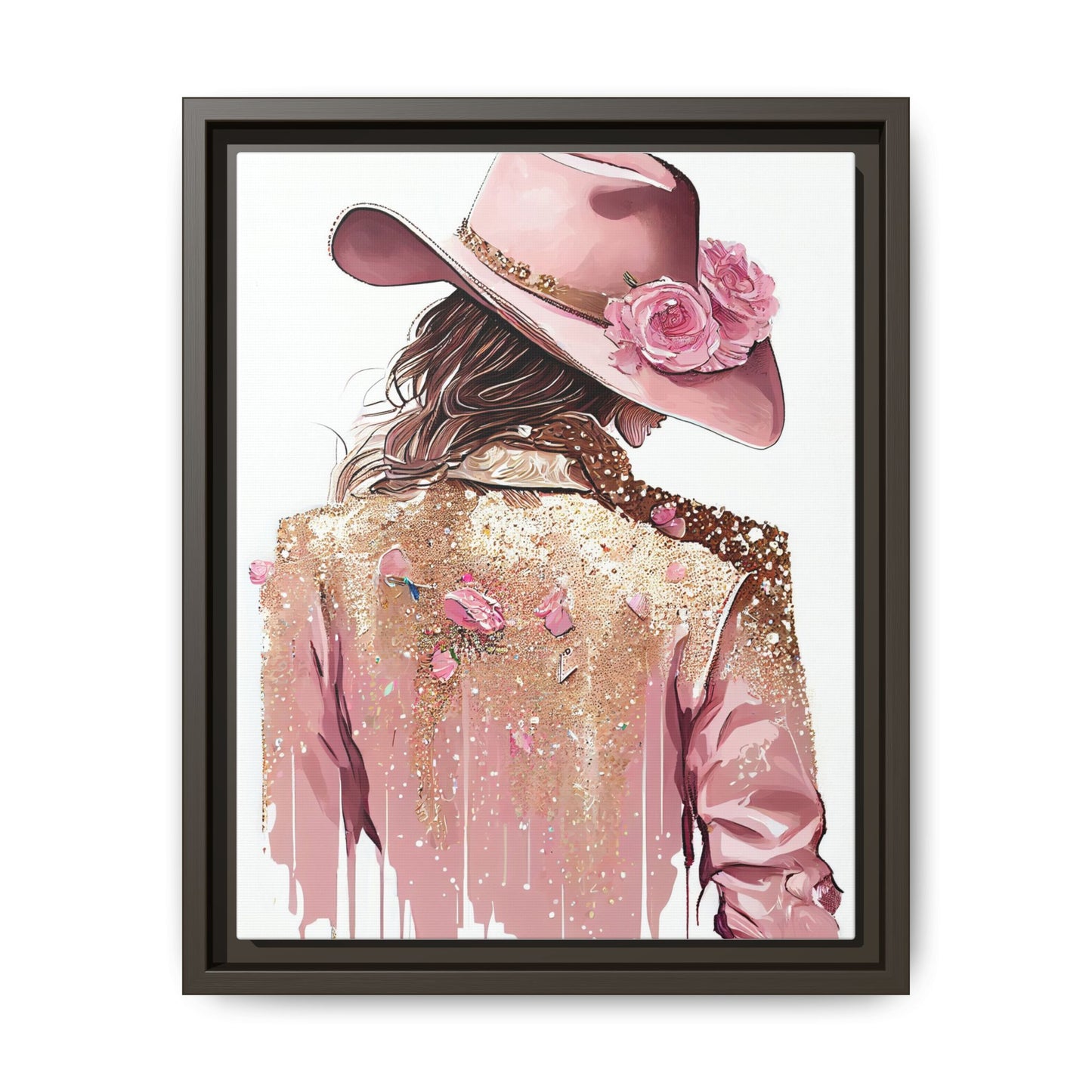 Western Chic Framed Canvas Art - Colorful Floral Cowboy Design