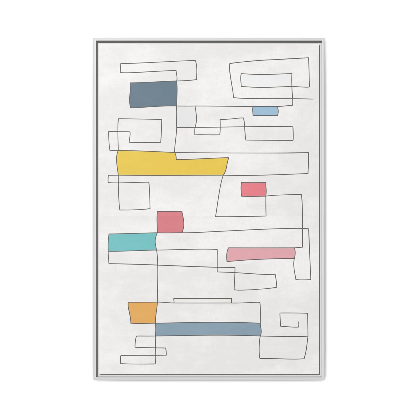 Abstract Line Art Framed Canvas - Modern Multi-Color Wall Decor
