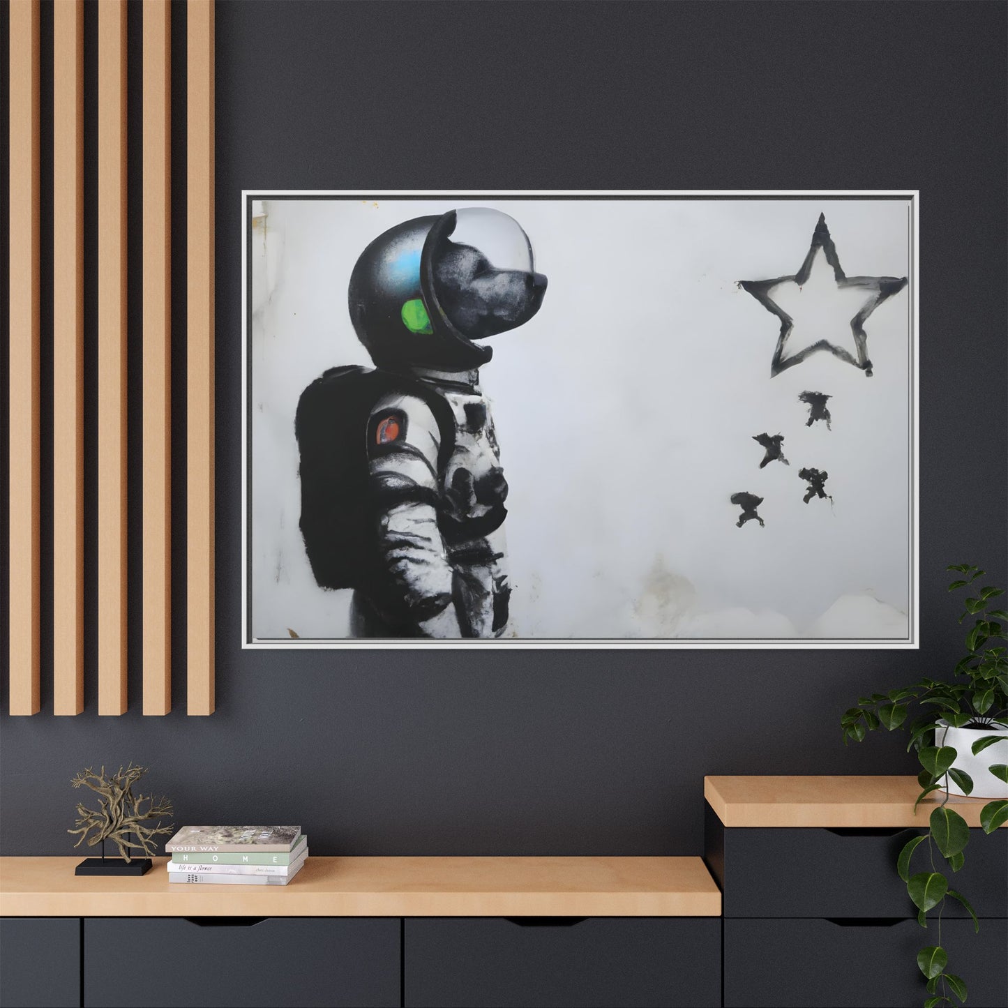 Astronaut Wall Art - Framed Matte Canvas Print for Dreamers and Space Enthusiasts