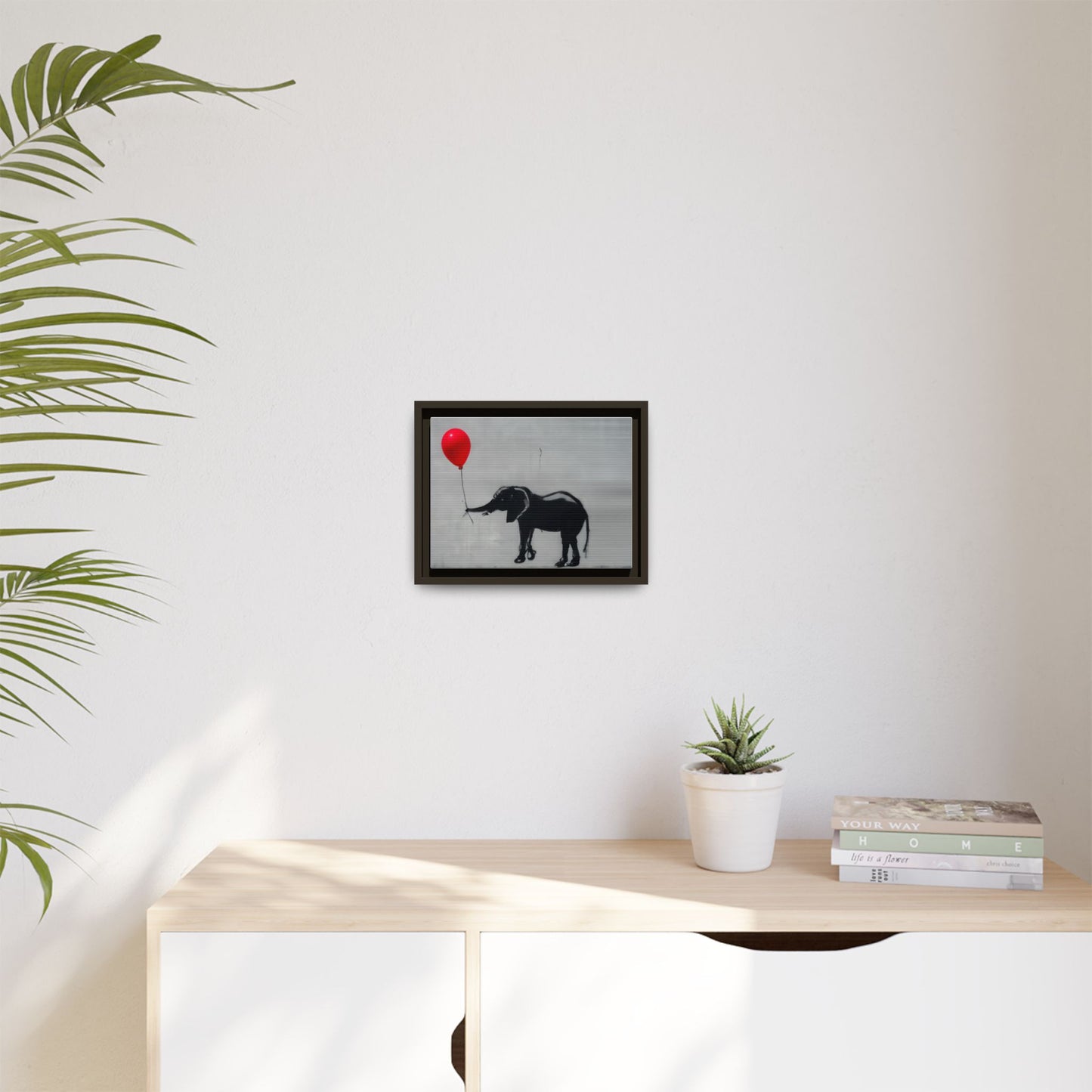 Framed Elephant Canvas Art - Playful Balloon Design