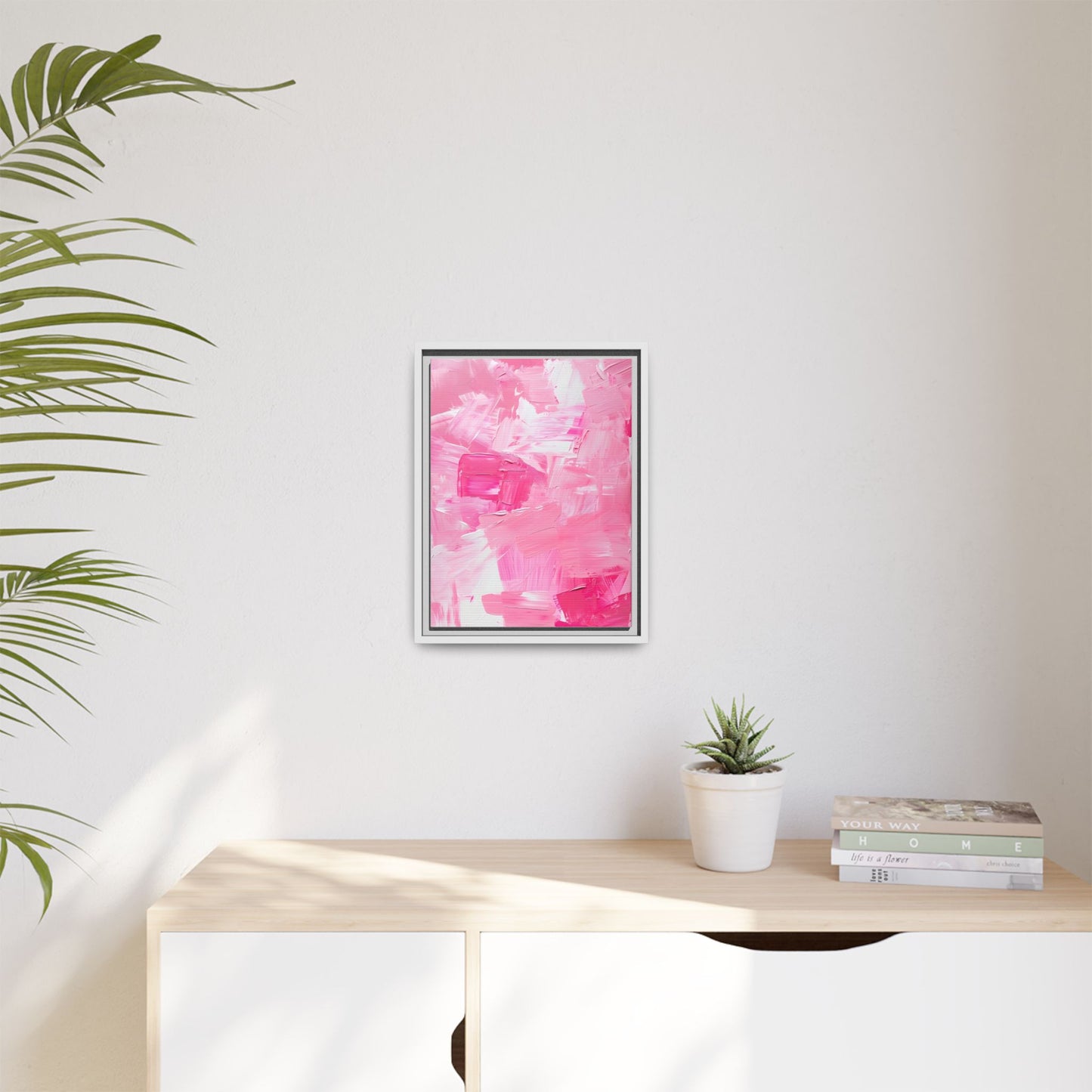 Framed Abstract Art Print, Modern Wall Decor for Home, Office, Pink Canvas, Chic Decor, Birthday Gift, Unique Artwork