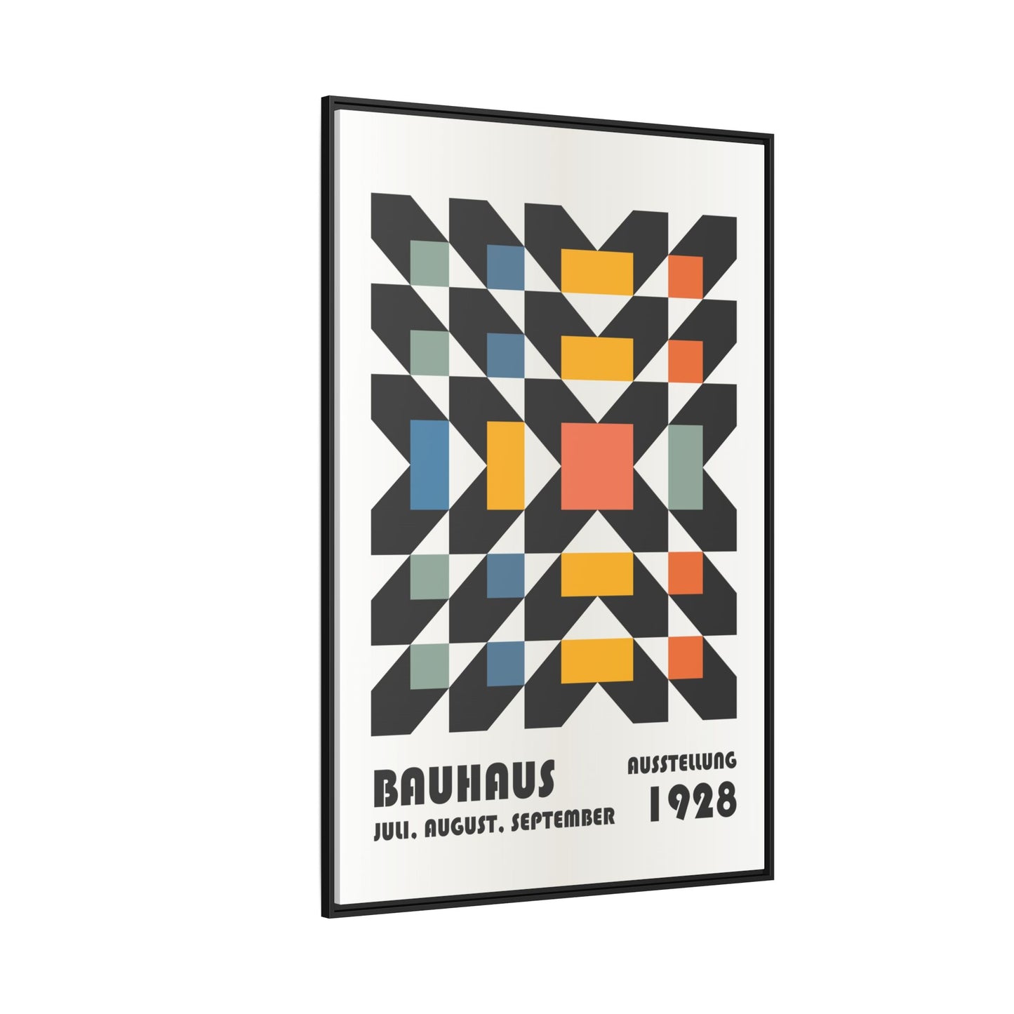Bauhaus-Inspired Framed Canvas Art - Retro Multi-Color Wall Decor