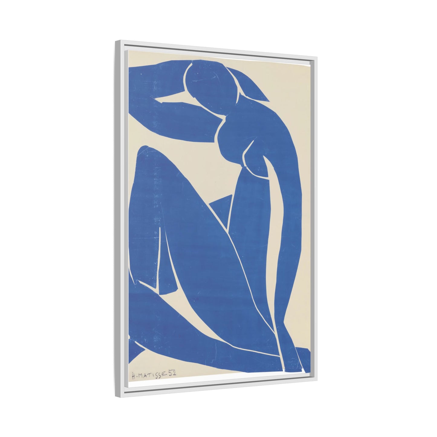 Contemporary Framed Canvas Art - Blue Abstract Figure, Modern Home Decor, Gift for Art Lovers, Stylish Wall Art, Feminine Vibe