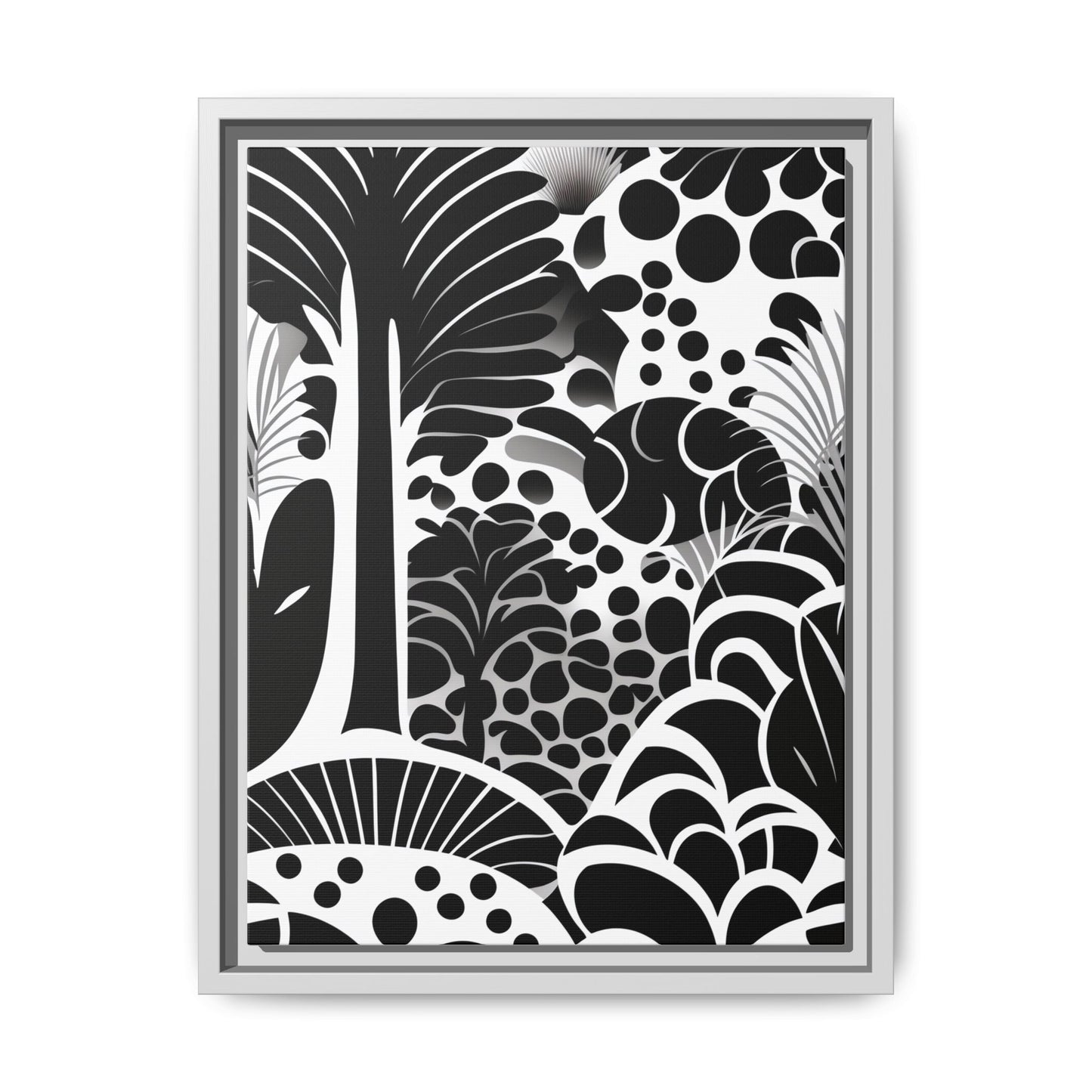 Black and White Framed Art Print, Modern Wall Décor, Minimalist Home Decoration, Botanical Canvas Artwork, Gift for Art Lovers