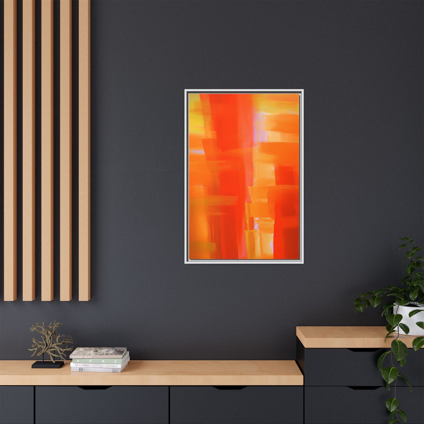 Vibrant Framed Canvas Art - Abstract Multi-Color Decor