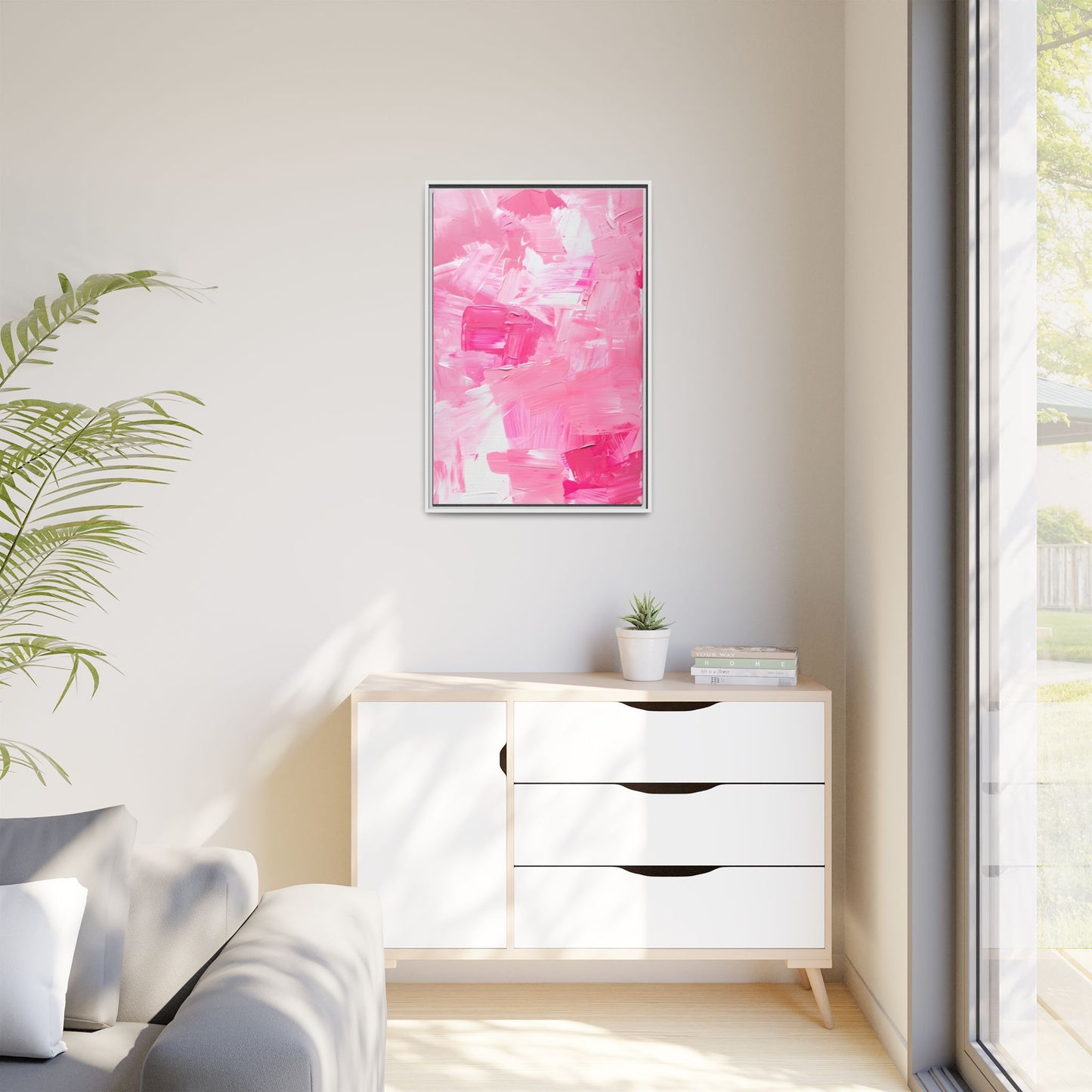 Framed Abstract Art Print, Modern Wall Decor for Home, Office, Pink Canvas, Chic Decor, Birthday Gift, Unique Artwork