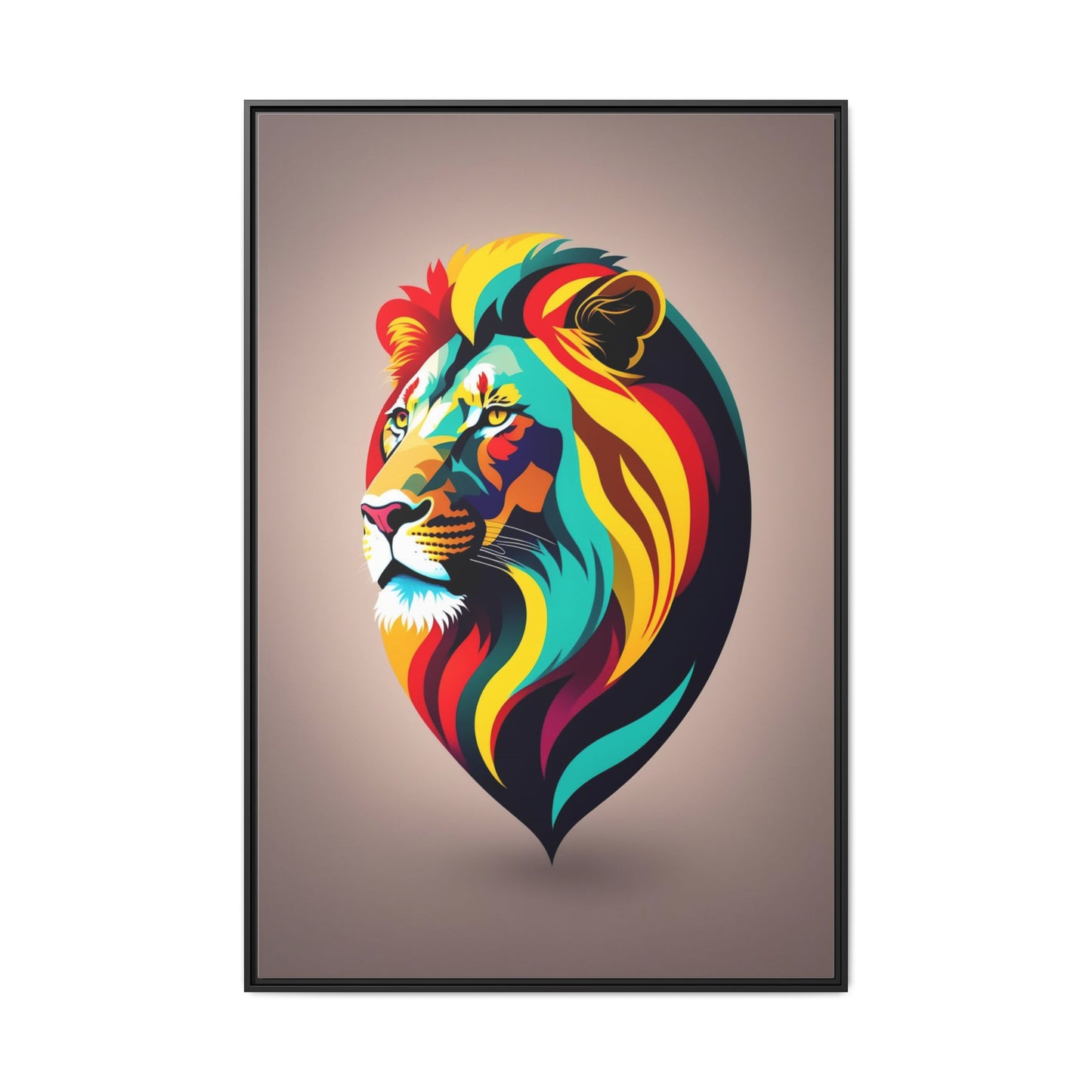 Vibrant Lion Canvas Wall Art, Framed Art Print, Colorful Animal Decor, Living Room Art, Unique Gift Idea