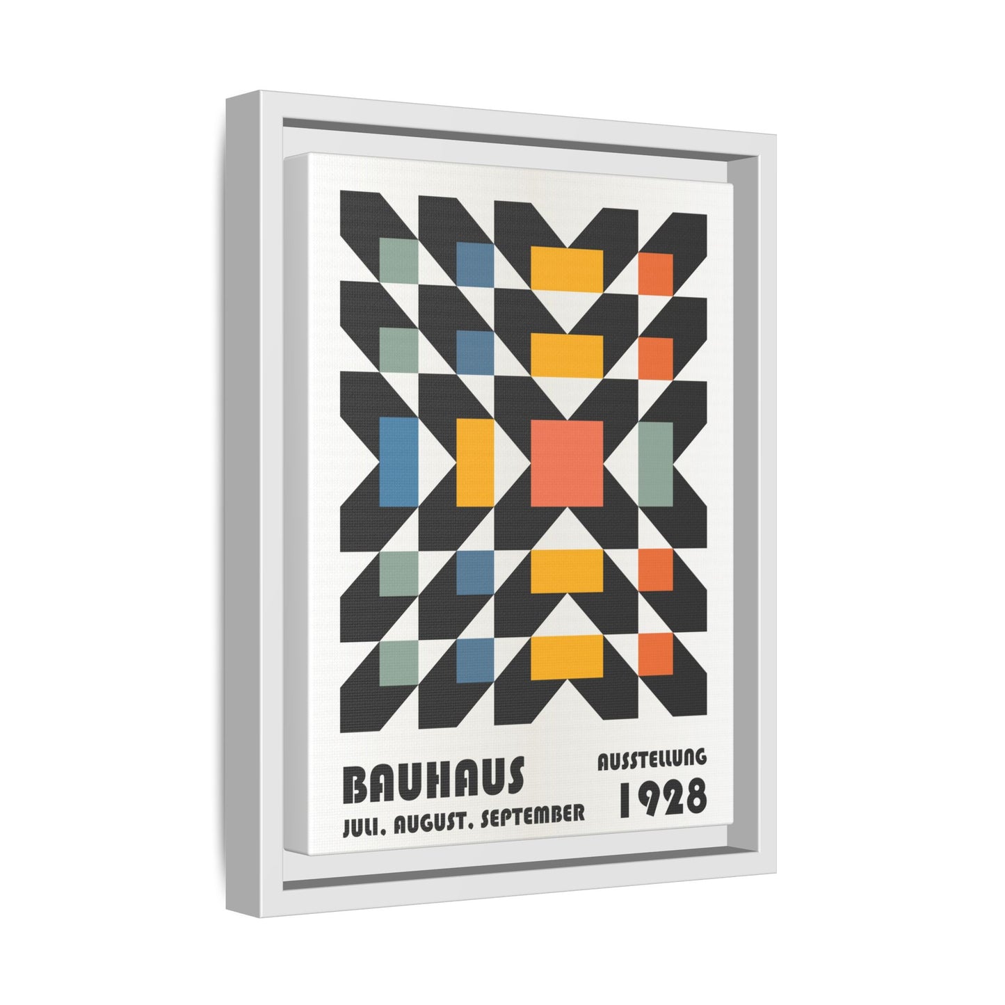 Bauhaus-Inspired Framed Canvas Art - Retro Multi-Color Wall Decor