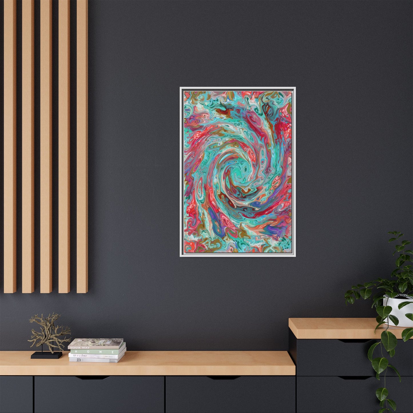Vibrant Swirl Art Print - Multi-Color Framed Canvas Decor