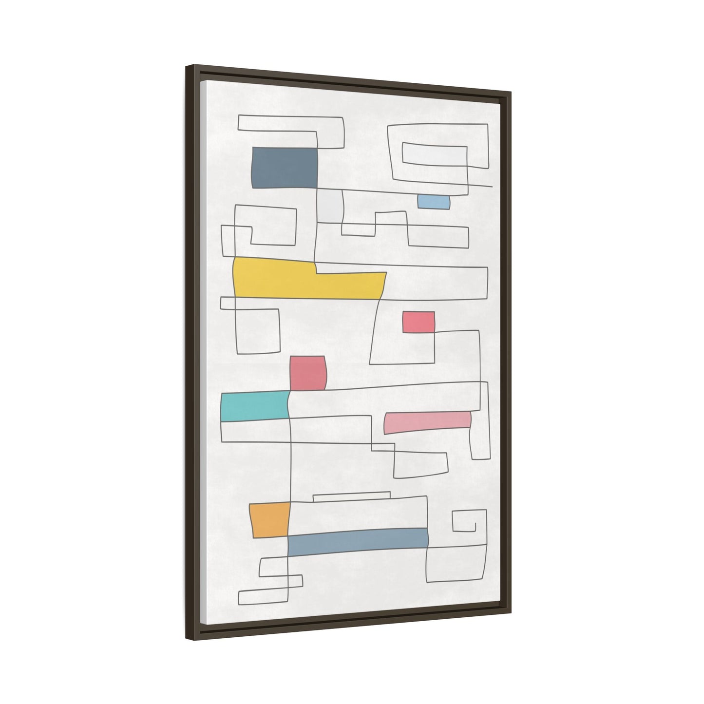 Abstract Line Art Framed Canvas - Modern Multi-Color Wall Decor