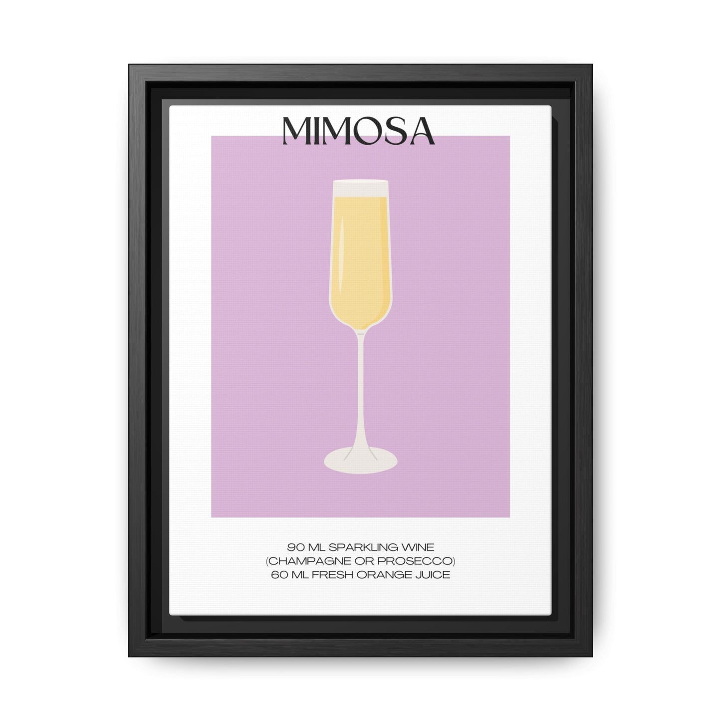 Mimosa Recipe Canvas Wall Art, Framed Home Decor, Kitchen Wall Art, Brunch Decoration, Gift for Foodies, Modern Art Print