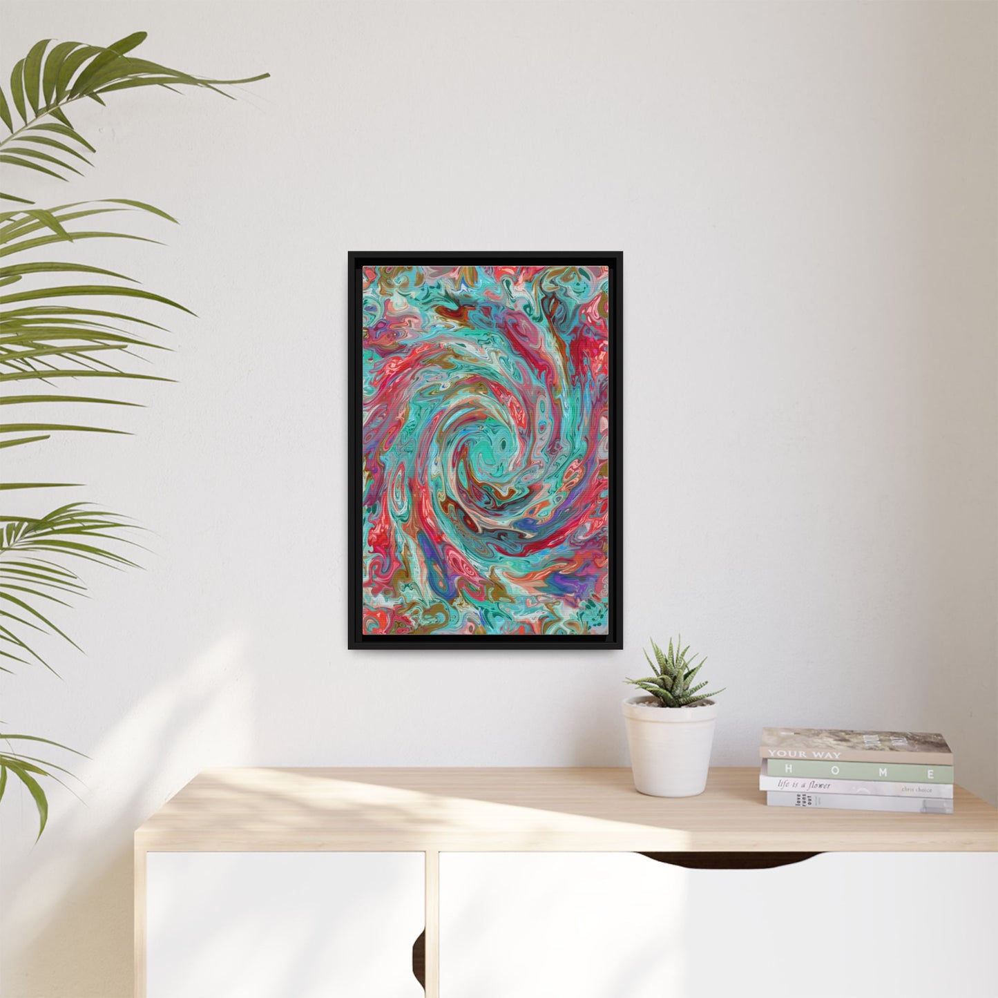Vibrant Swirl Art Print - Multi-Color Framed Canvas Decor