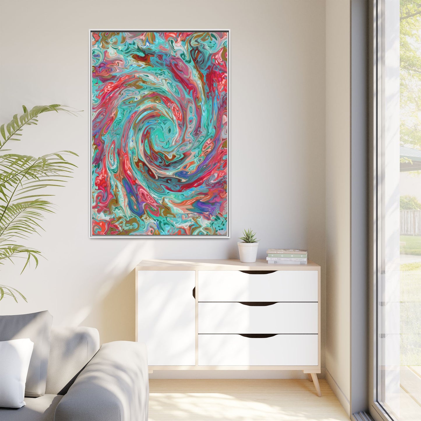 Vibrant Swirl Art Print - Multi-Color Framed Canvas Decor