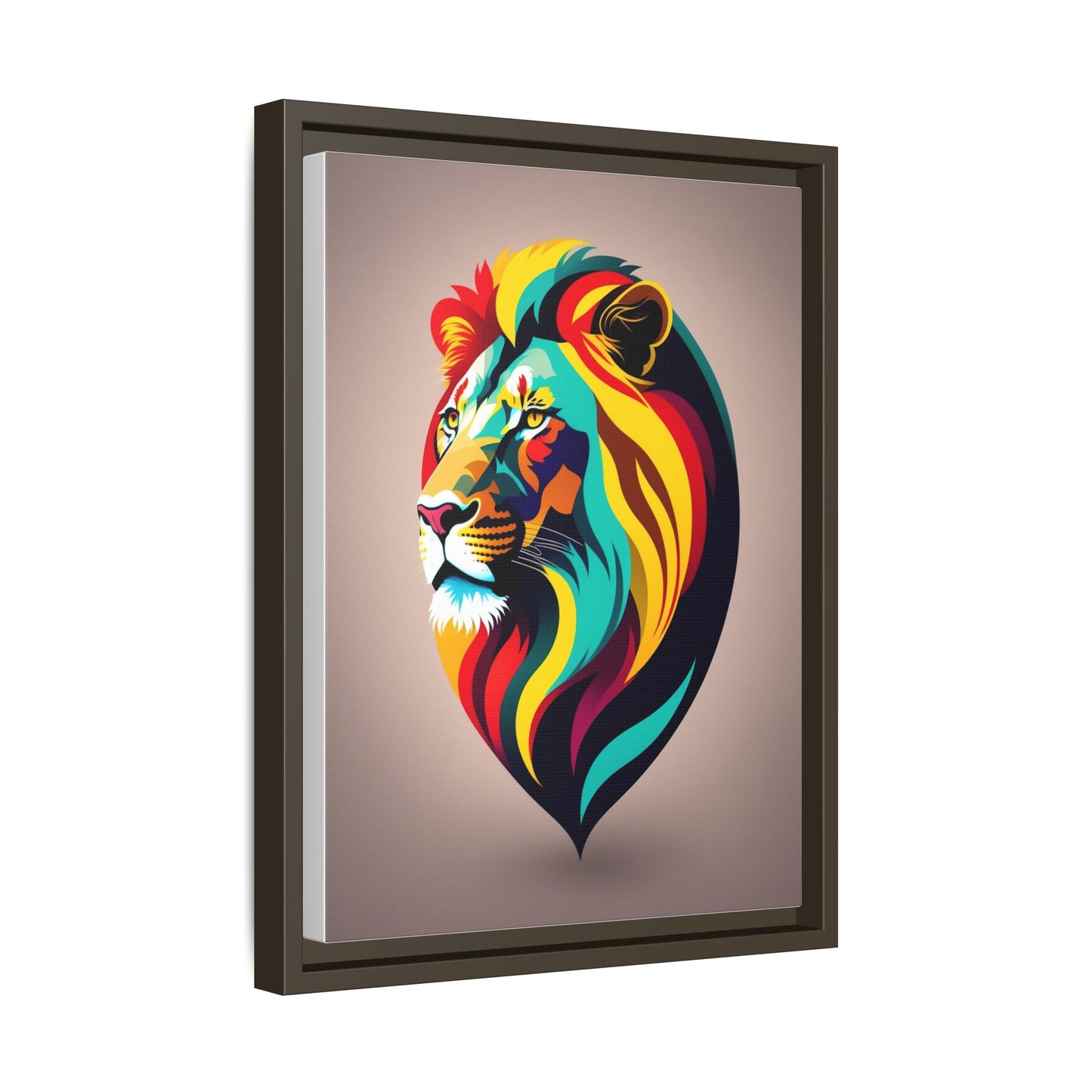 Vibrant Lion Canvas Wall Art, Framed Art Print, Colorful Animal Decor, Living Room Art, Unique Gift Idea