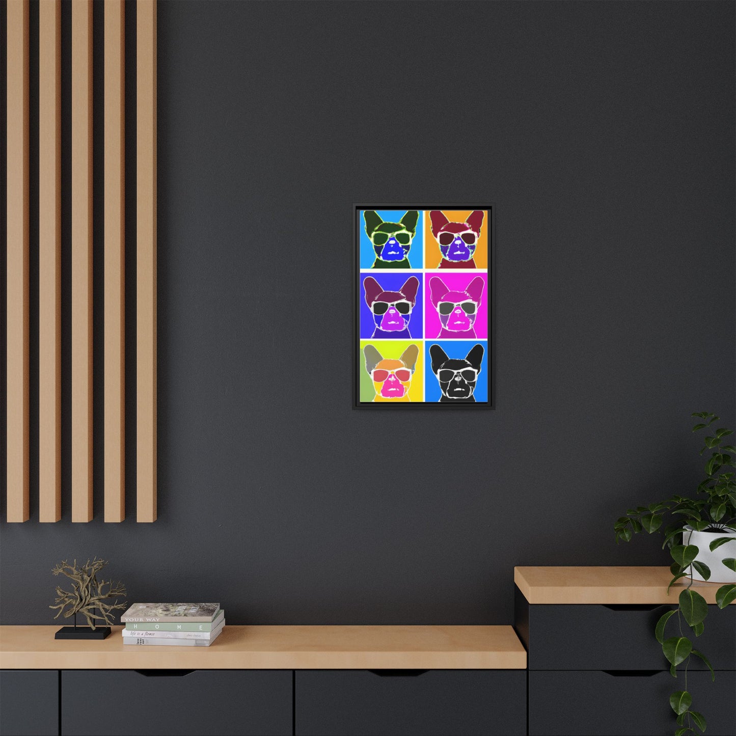 Colorful Dog Art Print - Framed Matte Canvas