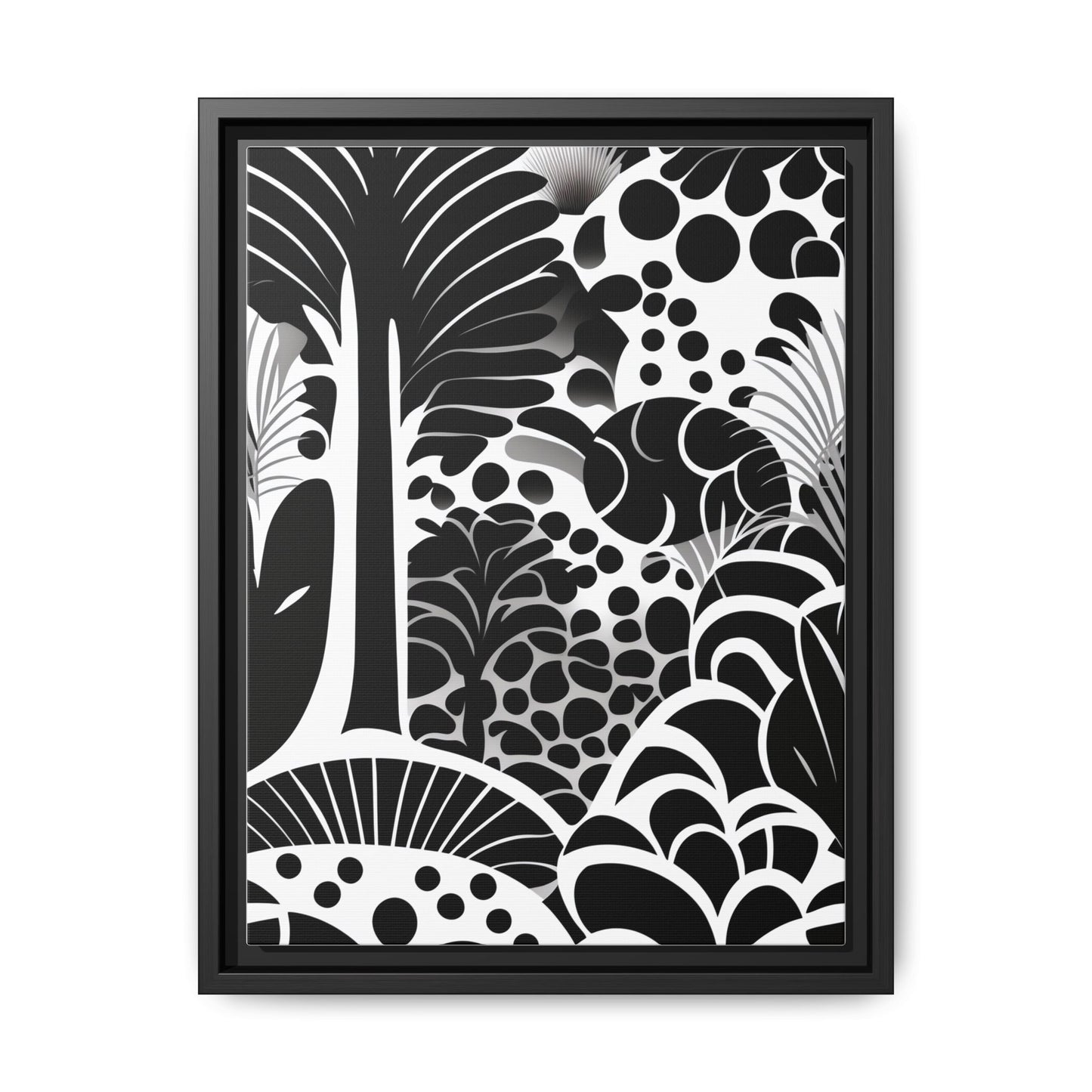 Black and White Framed Art Print, Modern Wall Décor, Minimalist Home Decoration, Botanical Canvas Artwork, Gift for Art Lovers