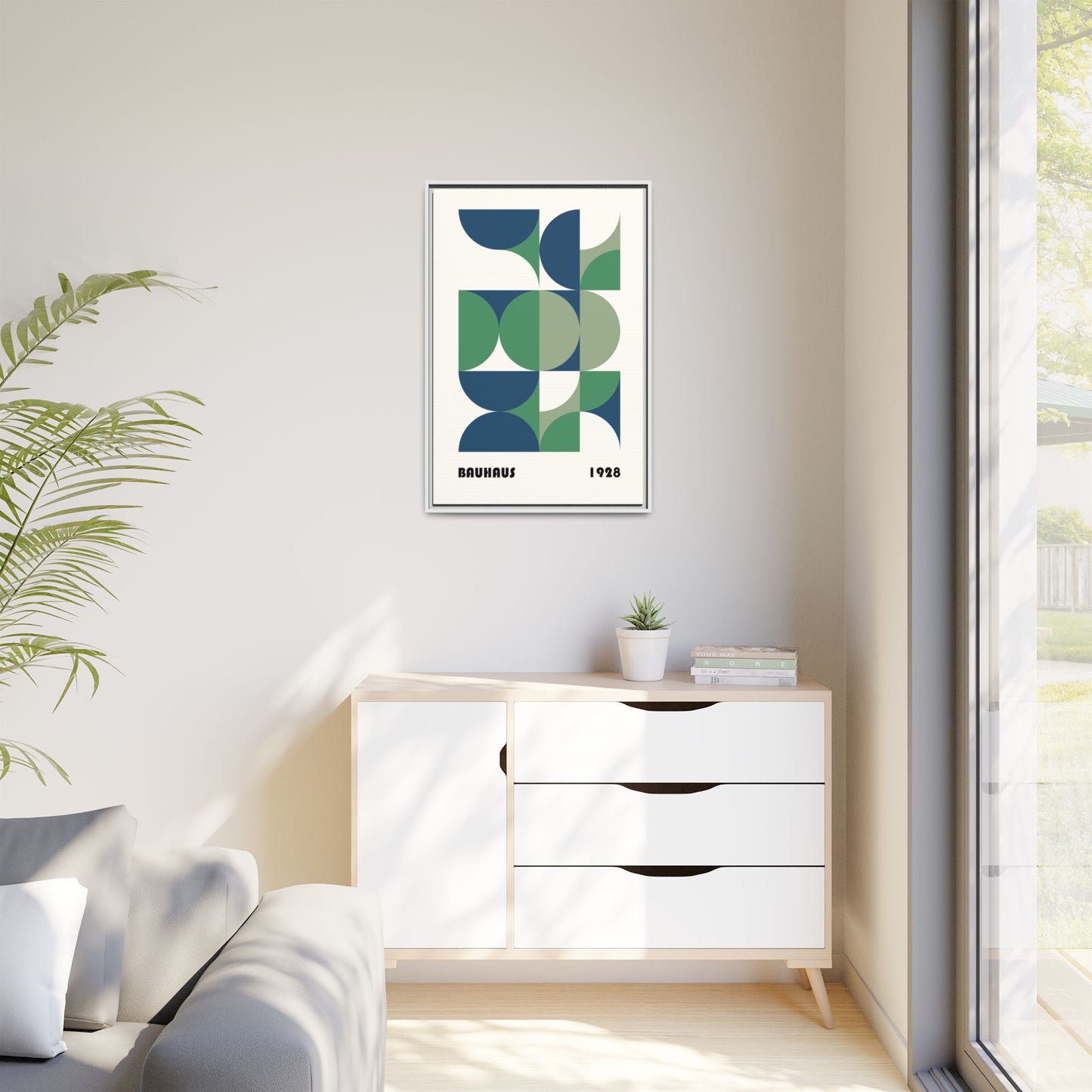 Modern Geometric Wall Art Print - Framed Multi-Color Canvas