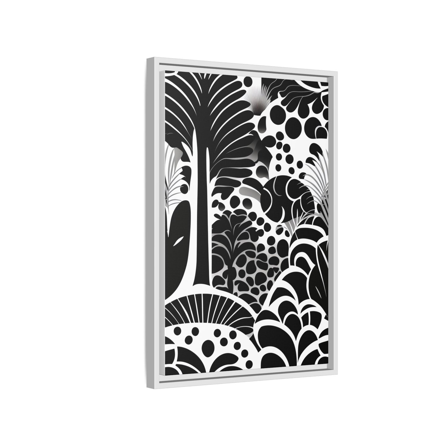 Black and White Framed Art Print, Modern Wall Décor, Minimalist Home Decoration, Botanical Canvas Artwork, Gift for Art Lovers