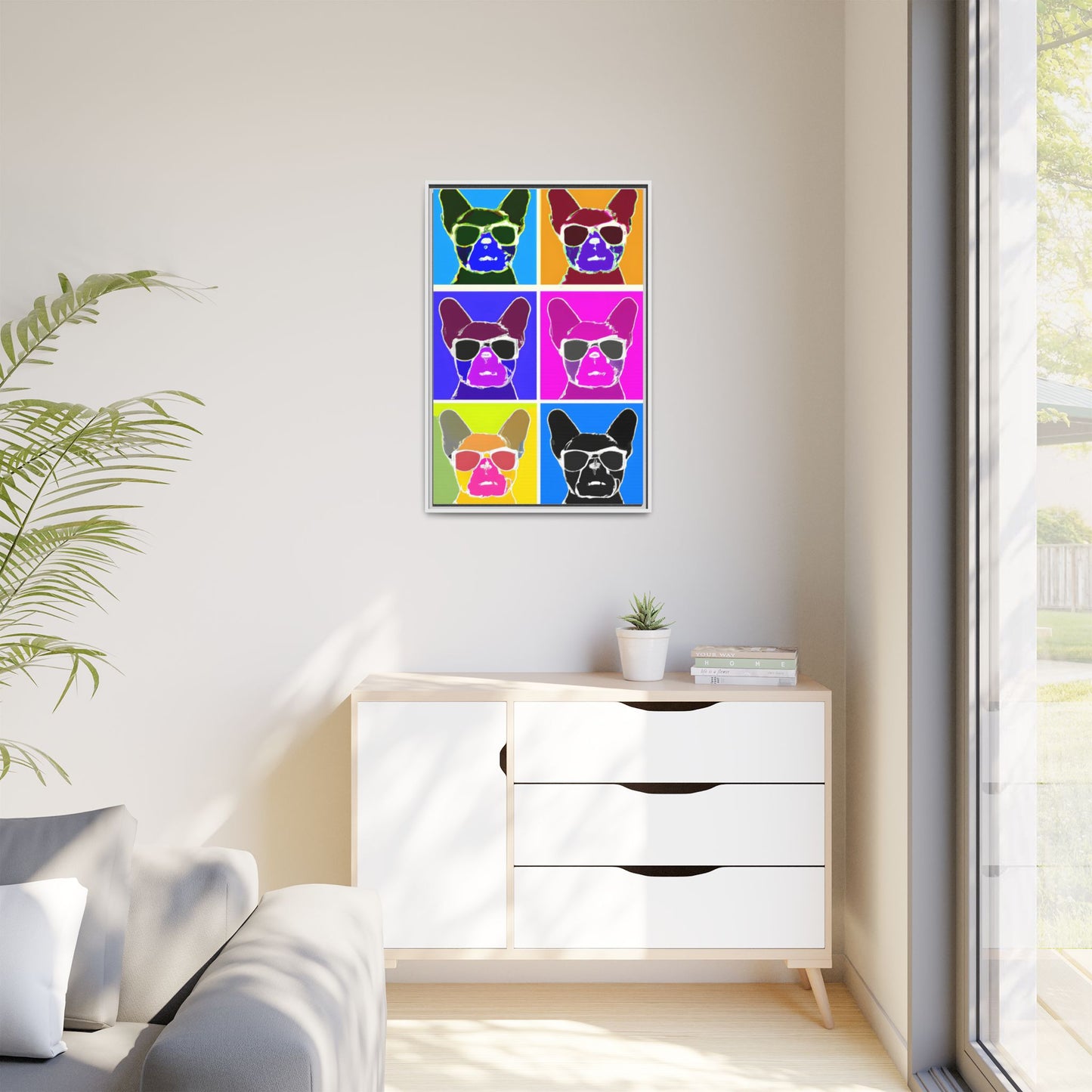 Colorful Dog Art Print - Framed Matte Canvas
