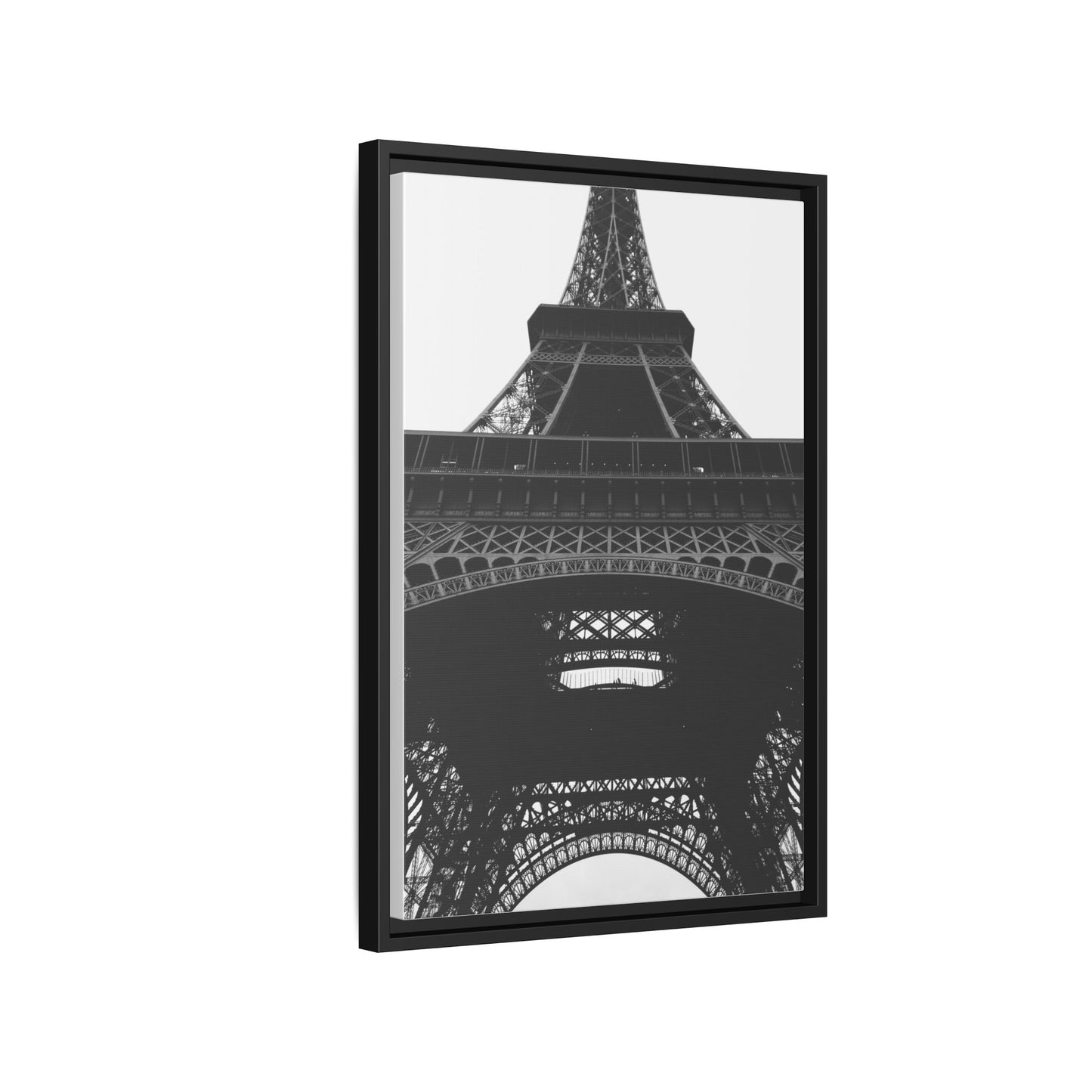 Eiffel Tower Matte Canvas Wall Art - Framed Black and White Decor