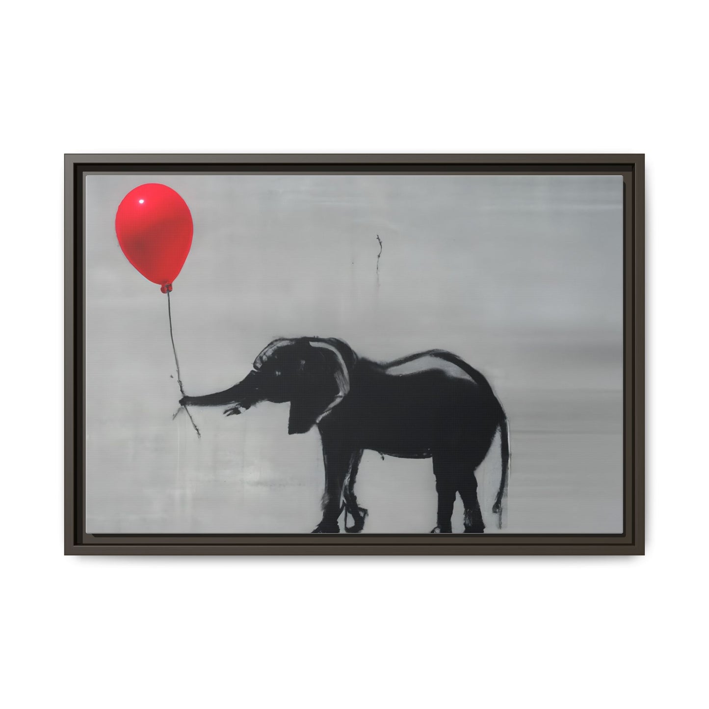 Framed Elephant Canvas Art - Playful Balloon Design