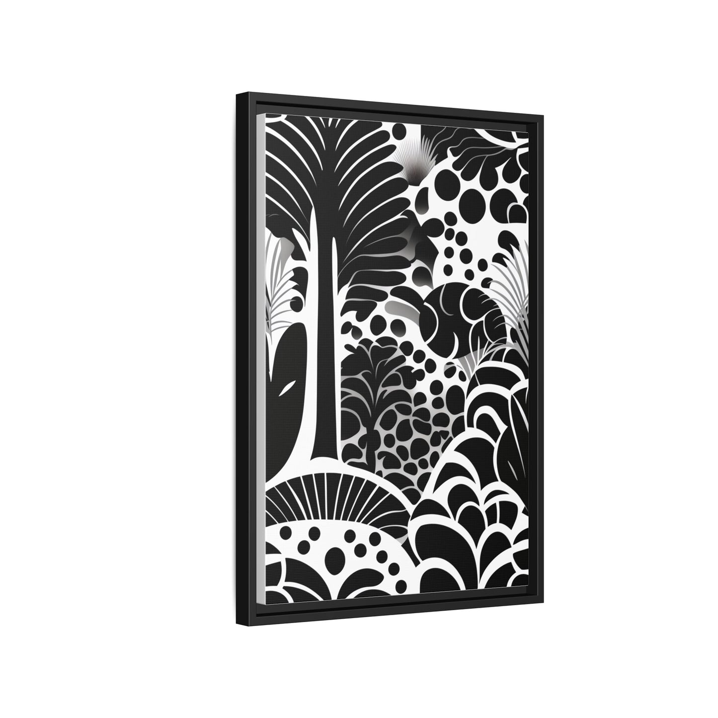 Black and White Framed Art Print, Modern Wall Décor, Minimalist Home Decoration, Botanical Canvas Artwork, Gift for Art Lovers