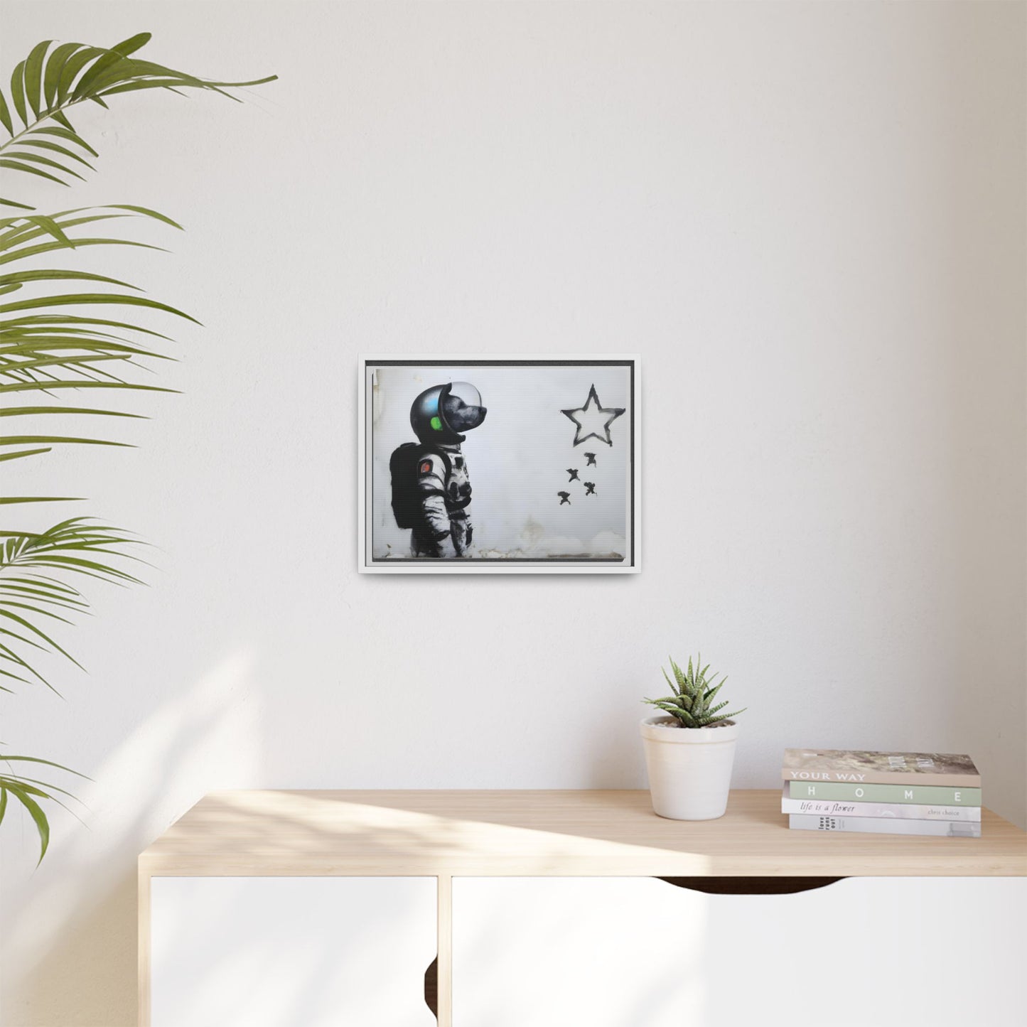 Astronaut Wall Art - Framed Matte Canvas Print for Dreamers and Space Enthusiasts