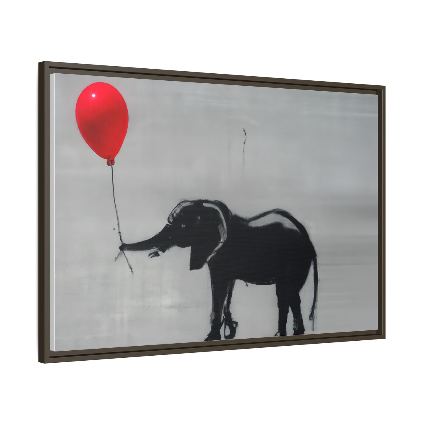 Framed Elephant Canvas Art - Playful Balloon Design