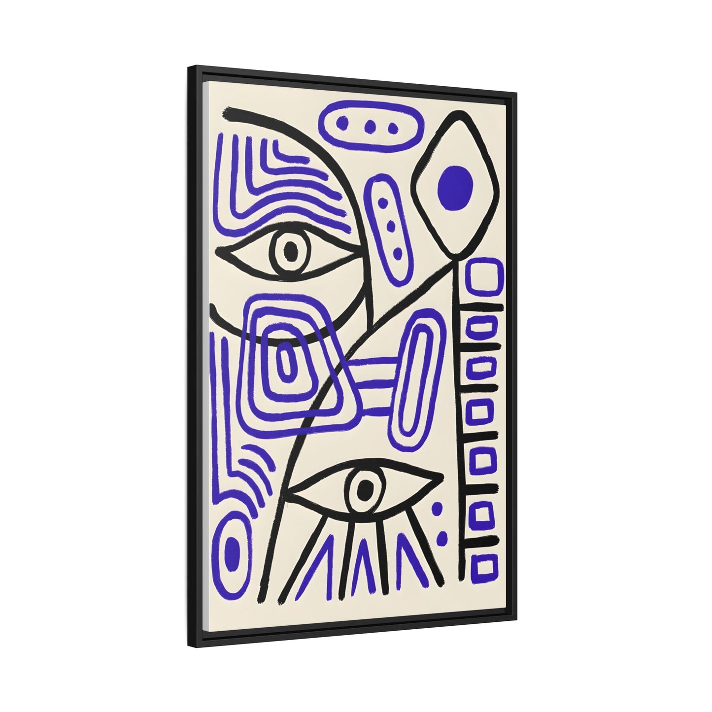 Abstract Line Art Canvas Print - Modern Black and Purple Framed Artwork