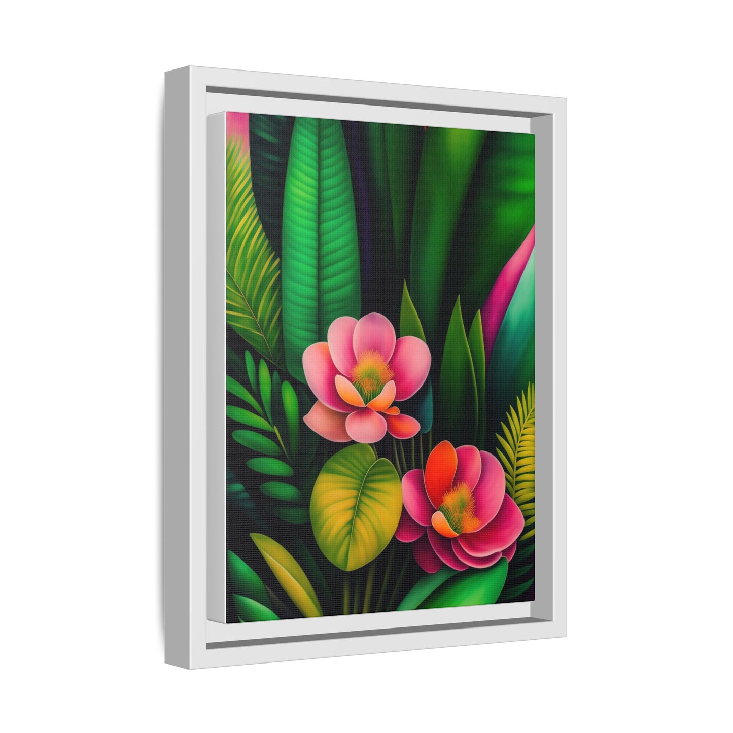 Vibrant Floral Wall Art, Framed Canvas Print, Tropical Decor, Bright Home Aesthetic, Gift for Nature Lovers, Botanical Artwork