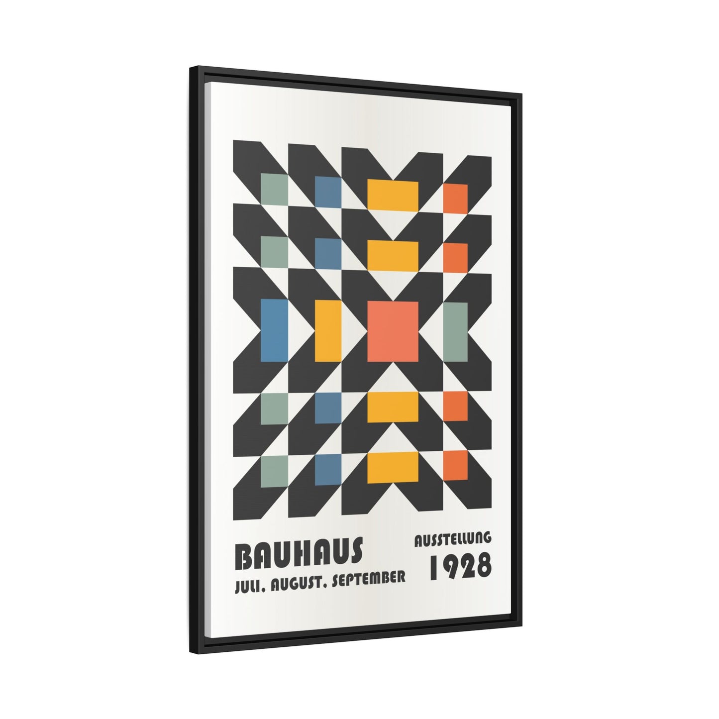 Bauhaus-Inspired Framed Canvas Art - Retro Multi-Color Wall Decor