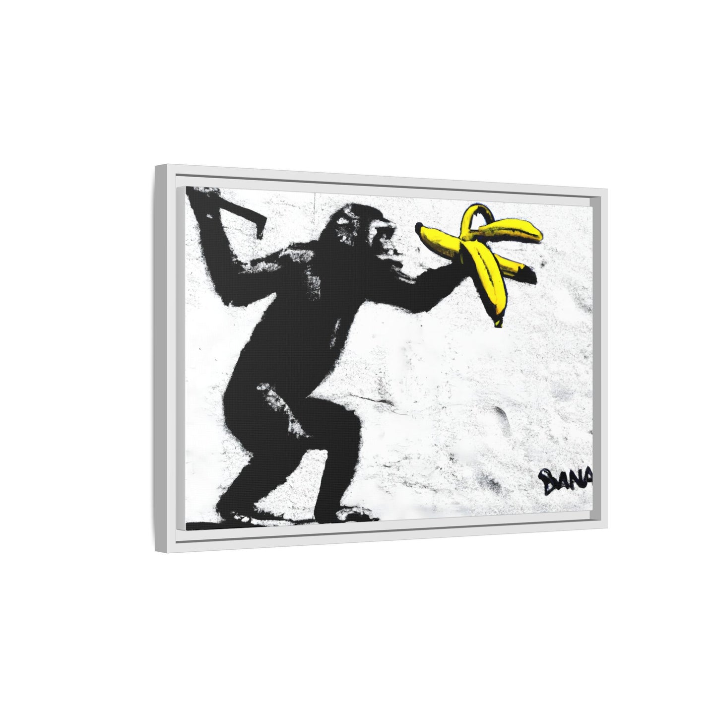 Framed Canvas Art - Playful Monkey with Bananas | Whimsical Wall Decor for Home & Office