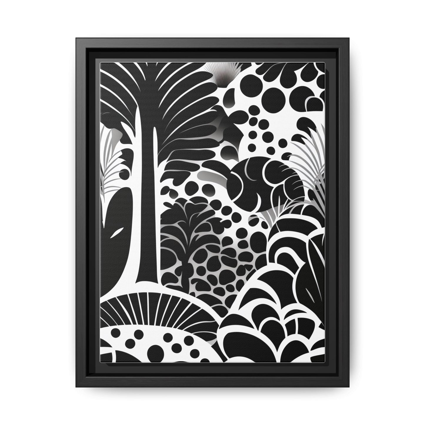 Black and White Framed Art Print, Modern Wall Décor, Minimalist Home Decoration, Botanical Canvas Artwork, Gift for Art Lovers