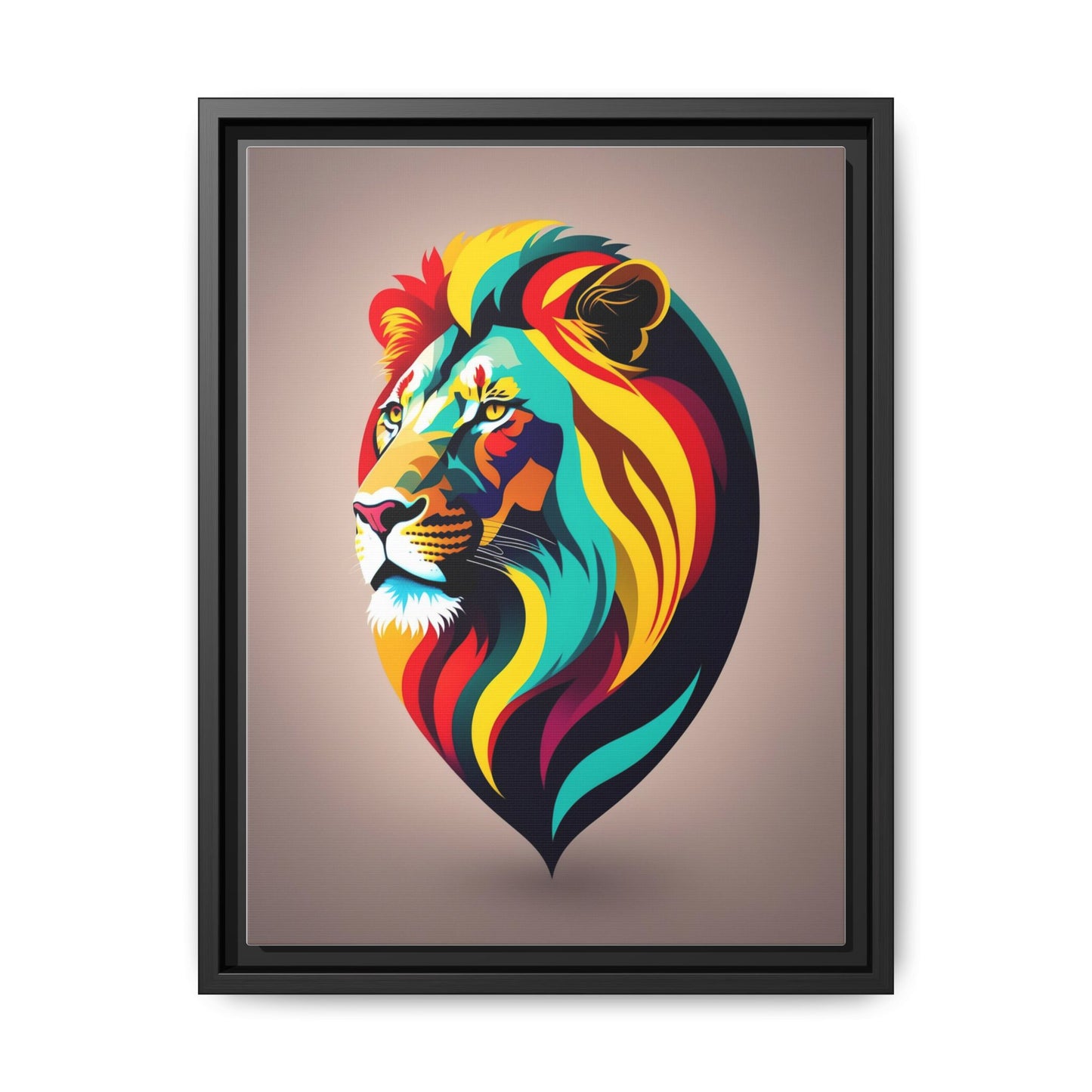 Vibrant Lion Canvas Wall Art, Framed Art Print, Colorful Animal Decor, Living Room Art, Unique Gift Idea