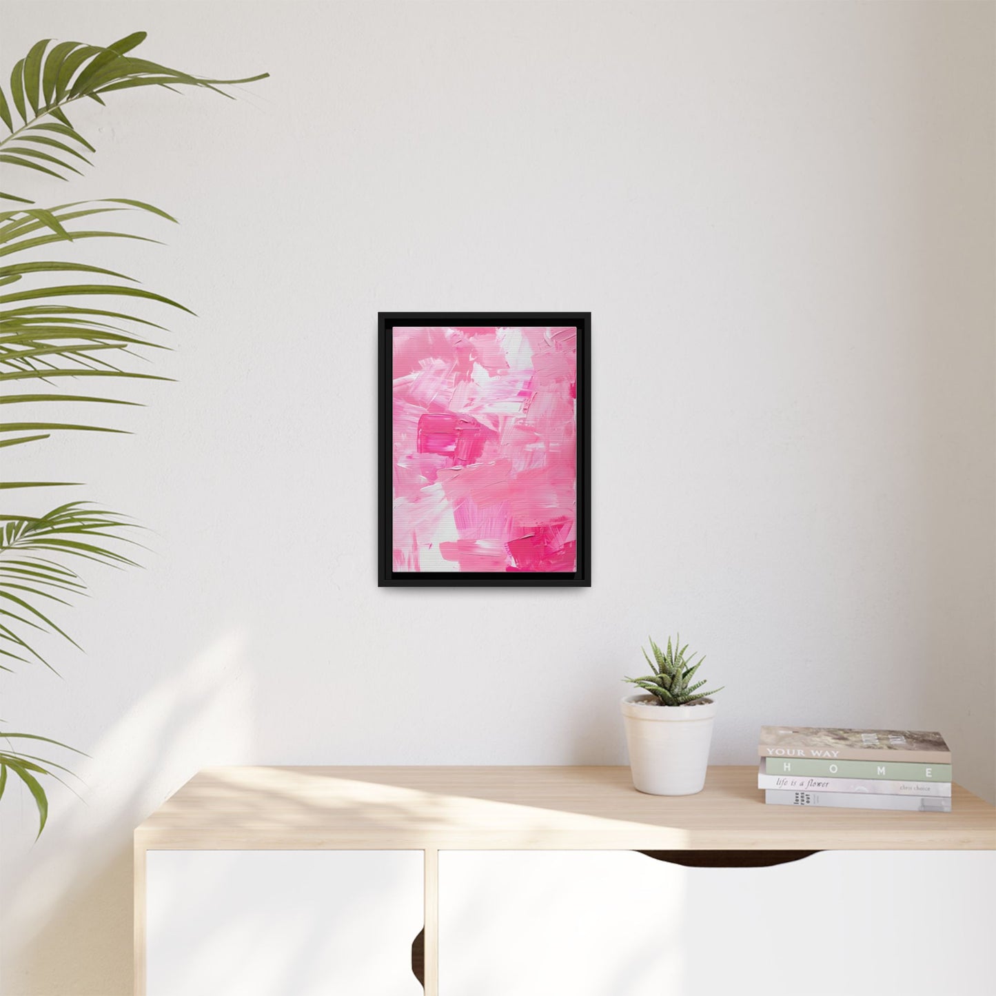 Framed Abstract Art Print, Modern Wall Decor for Home, Office, Pink Canvas, Chic Decor, Birthday Gift, Unique Artwork