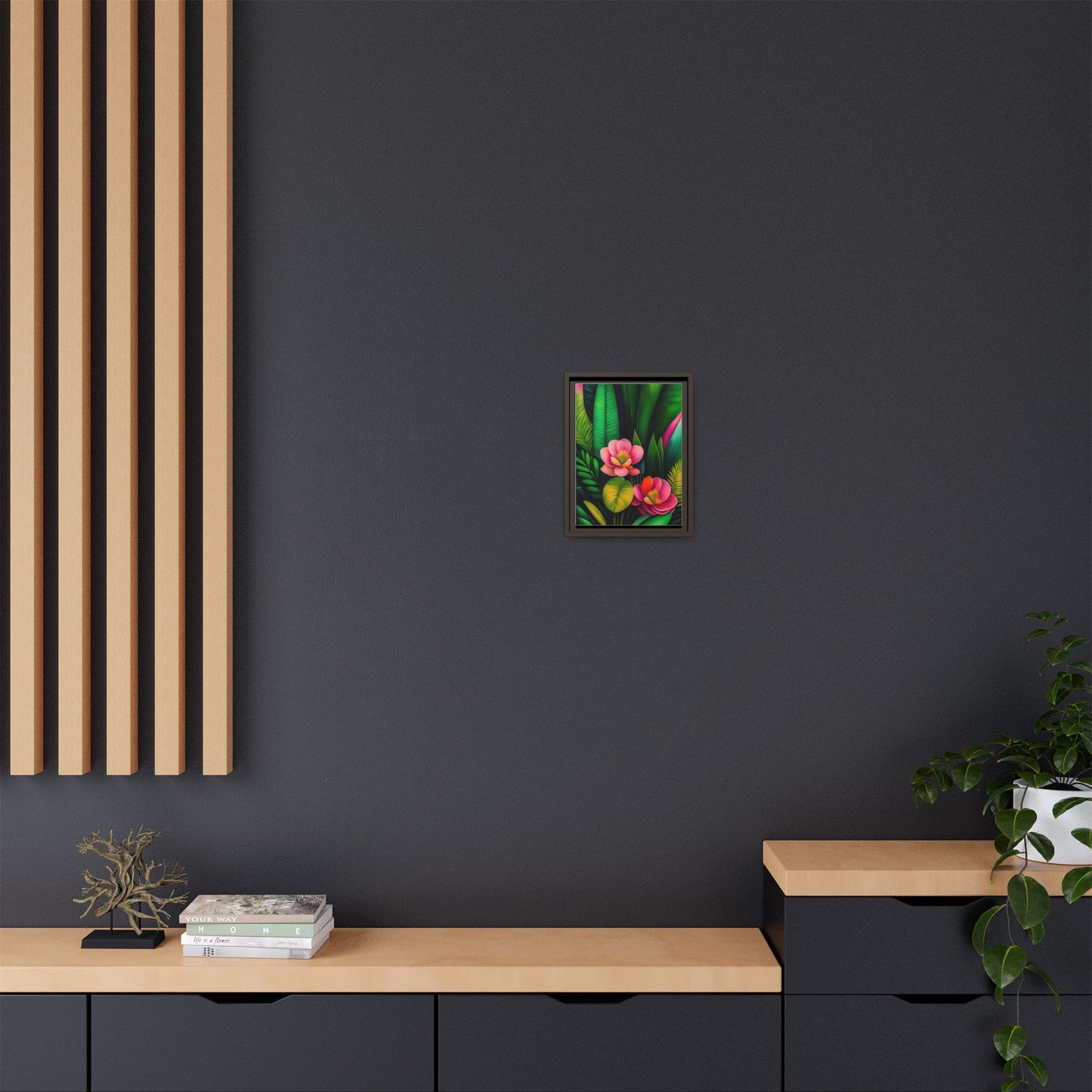 Vibrant Floral Wall Art, Framed Canvas Print, Tropical Decor, Bright Home Aesthetic, Gift for Nature Lovers, Botanical Artwork
