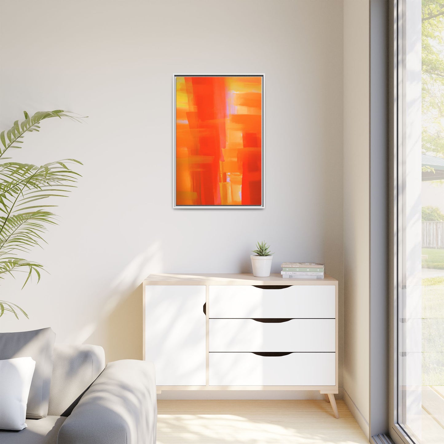 Vibrant Framed Canvas Art - Abstract Multi-Color Decor