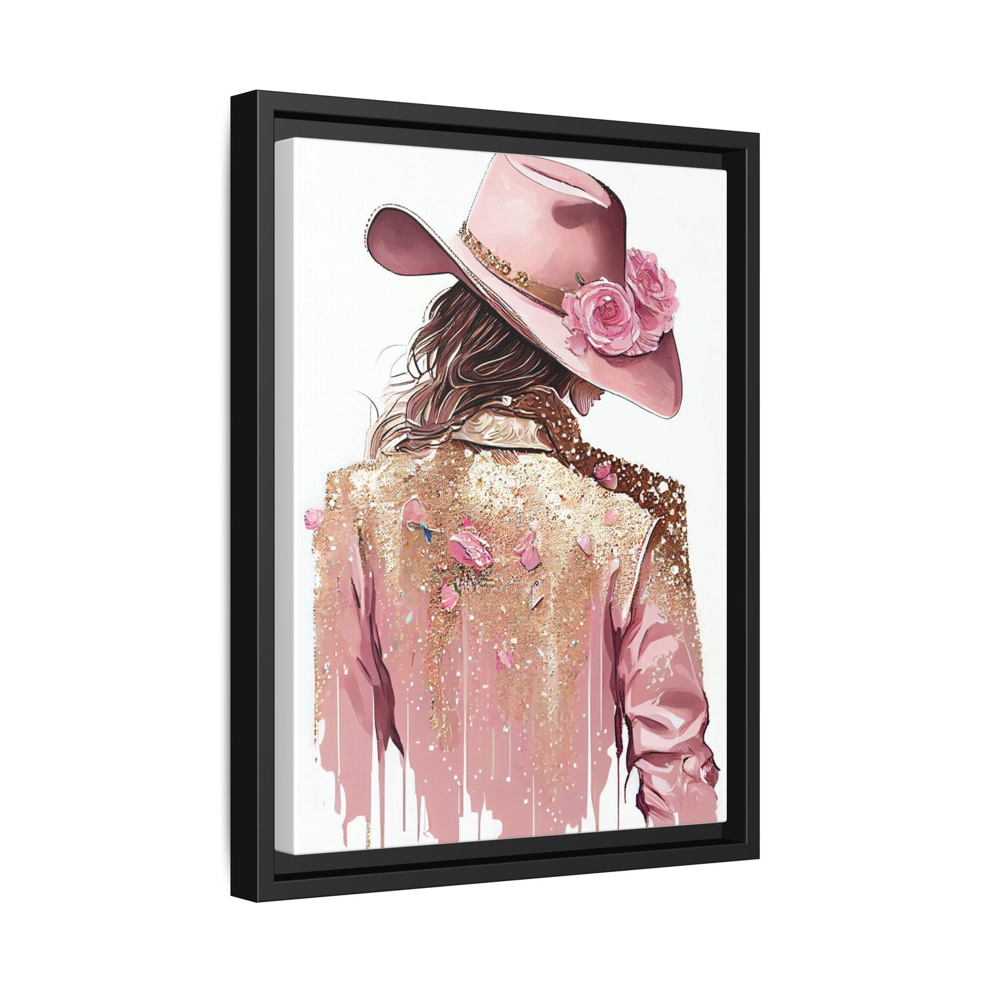 Western Chic Framed Canvas Art - Colorful Floral Cowboy Design