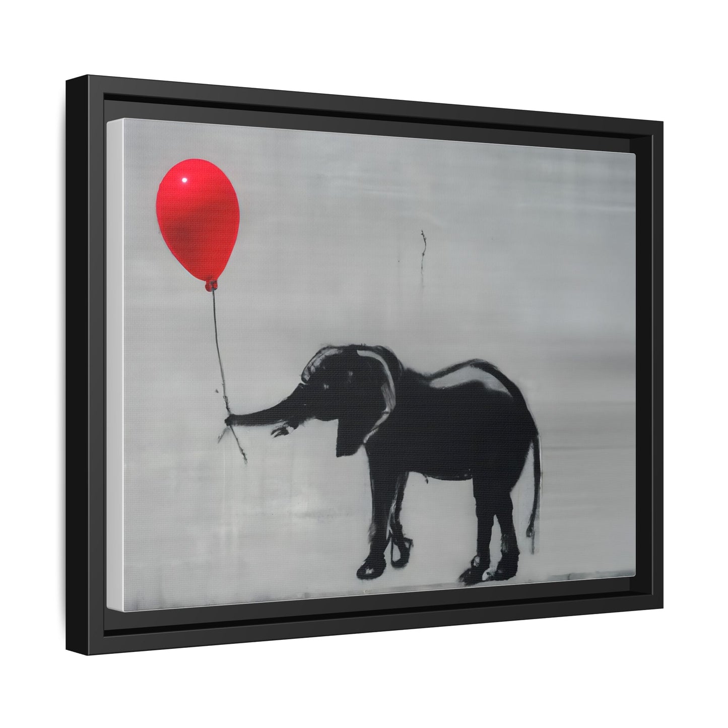 Framed Elephant Canvas Art - Playful Balloon Design